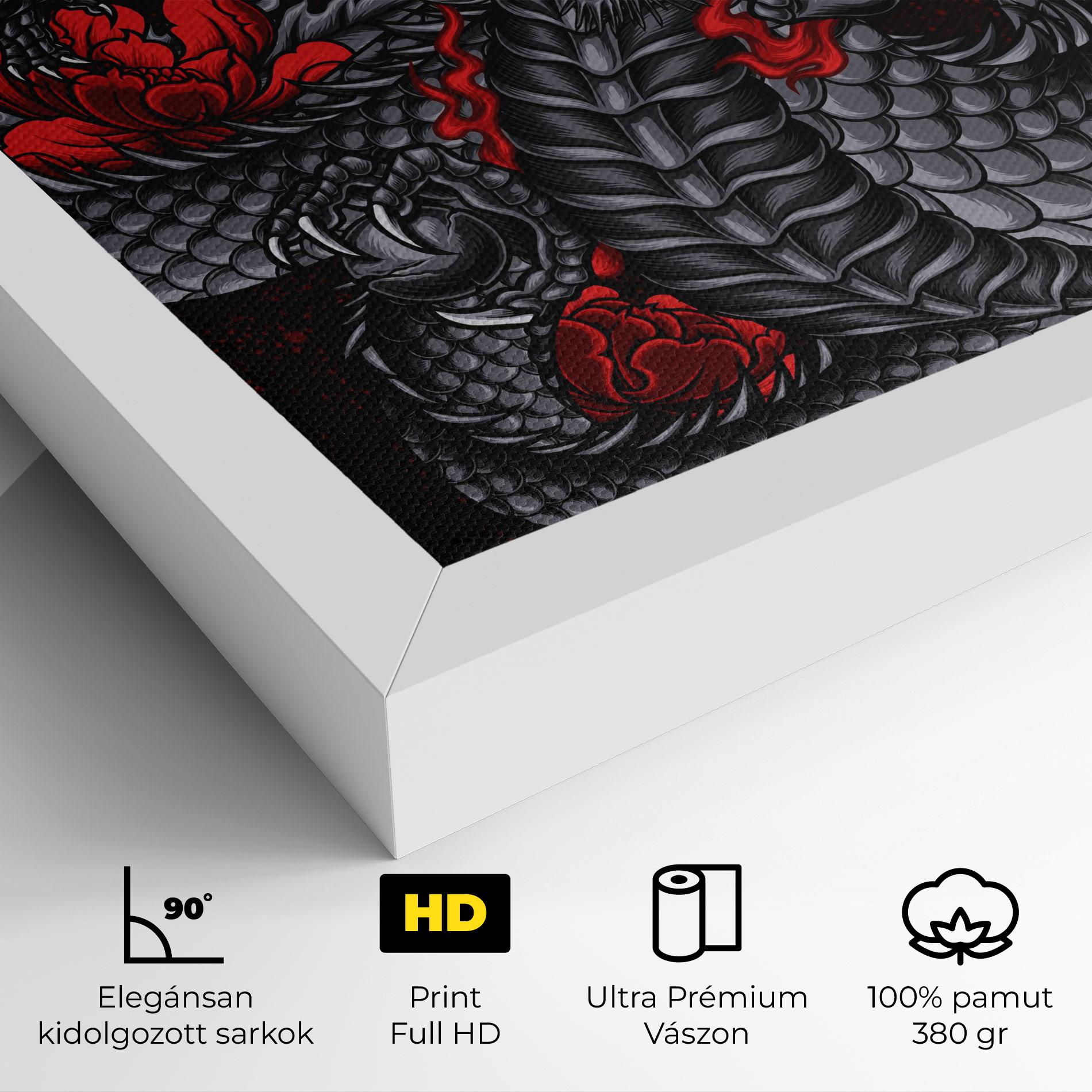Vászonkép Red Flower Dragon mockup 4