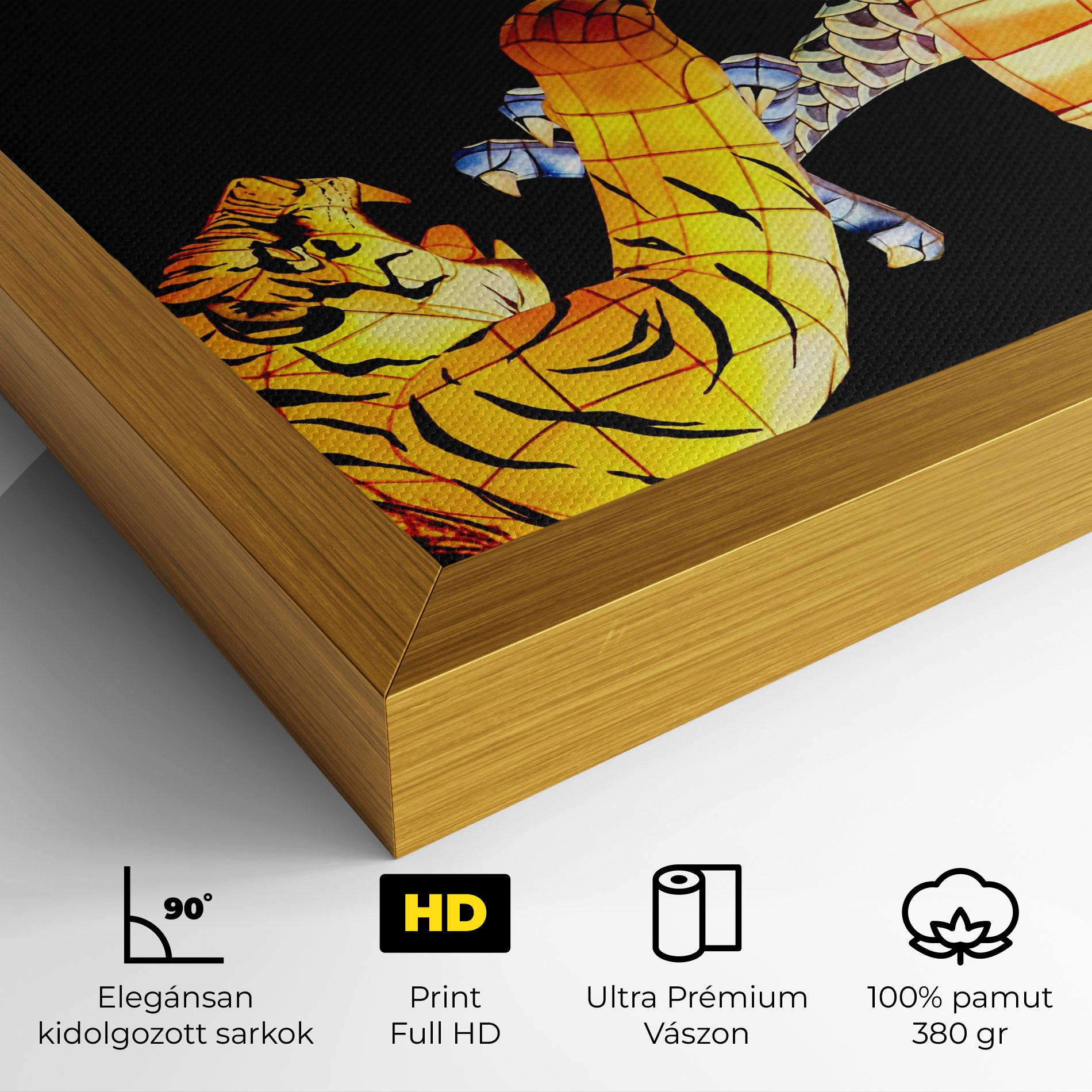 Vászonkép Chinese Dragon And Tiger mockup 4