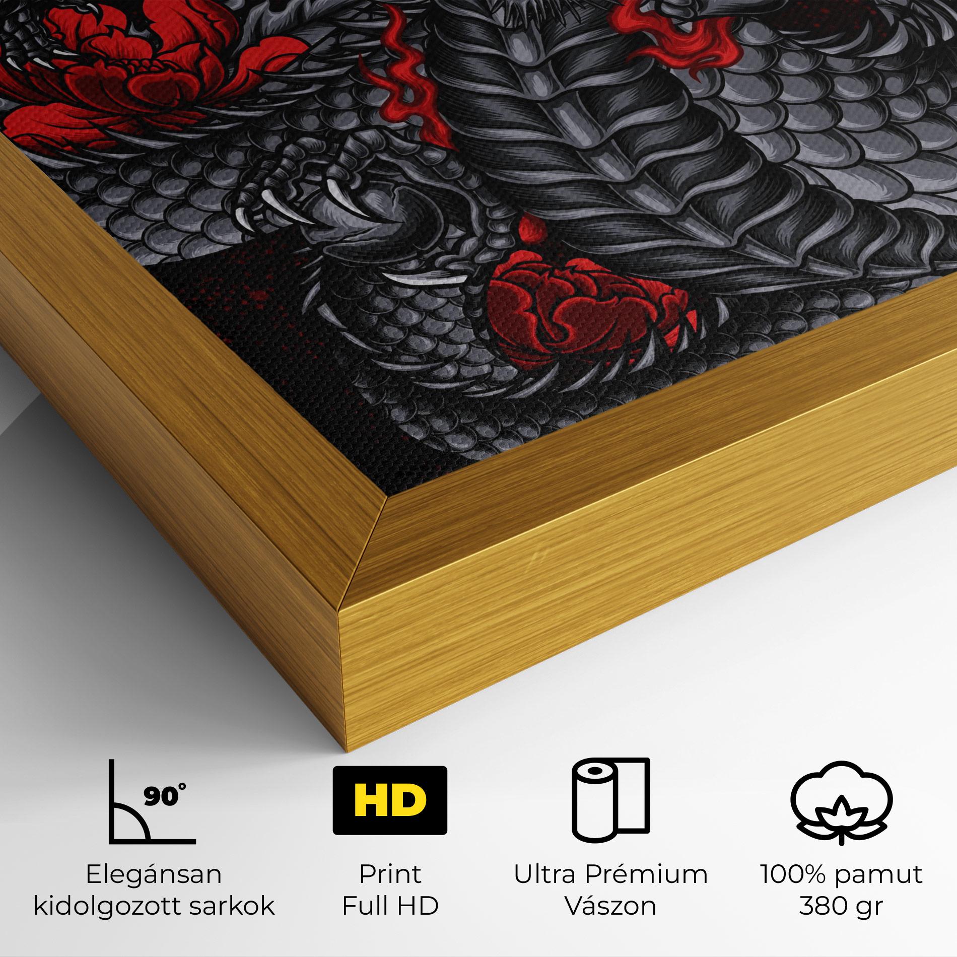 Vászonkép Red Flower Dragon mockup 4