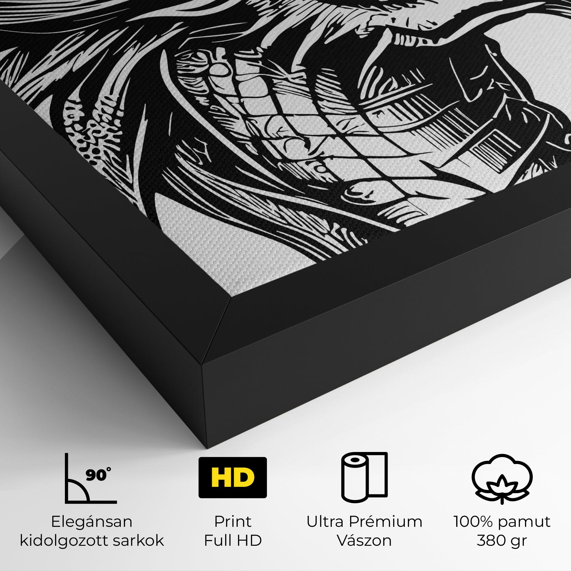 Vászonkép Black Line Dragon mockup 4