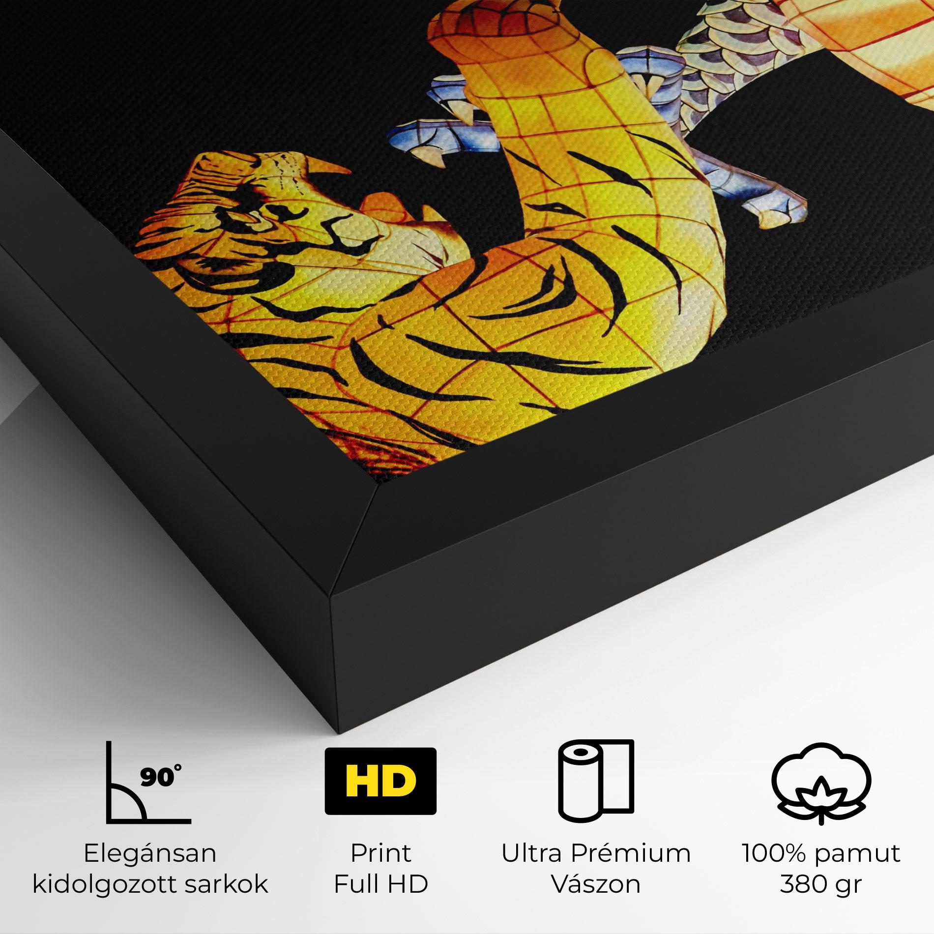 Vászonkép Chinese Dragon And Tiger mockup 4