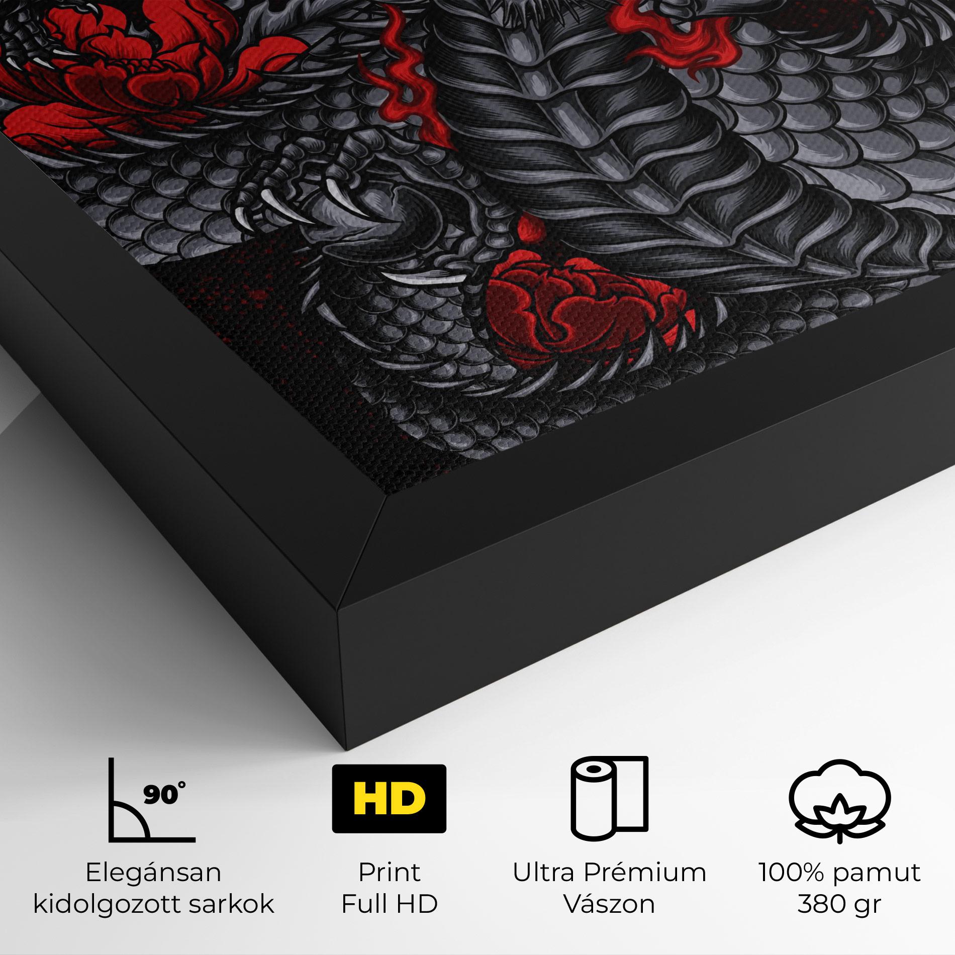 Vászonkép Red Flower Dragon mockup 4