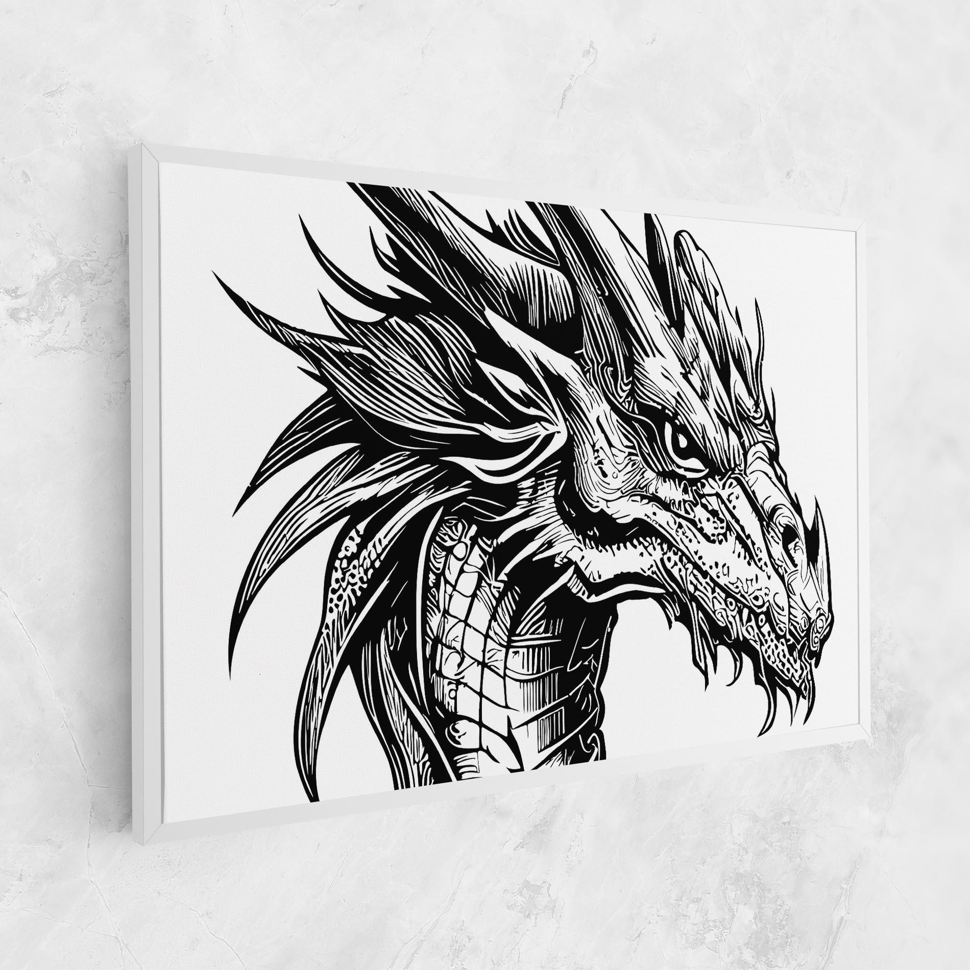 Vászonkép Black Line Dragon mockup 1