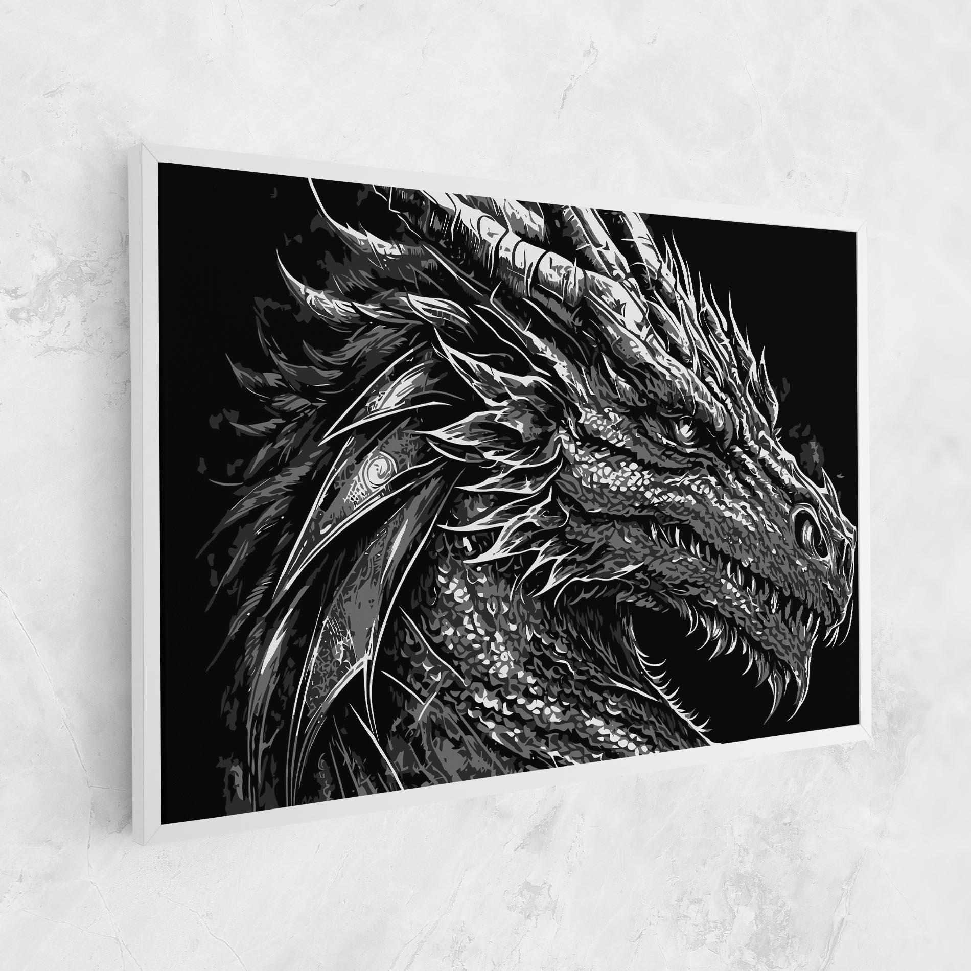 Vászonkép Grey White Dragon mockup 1