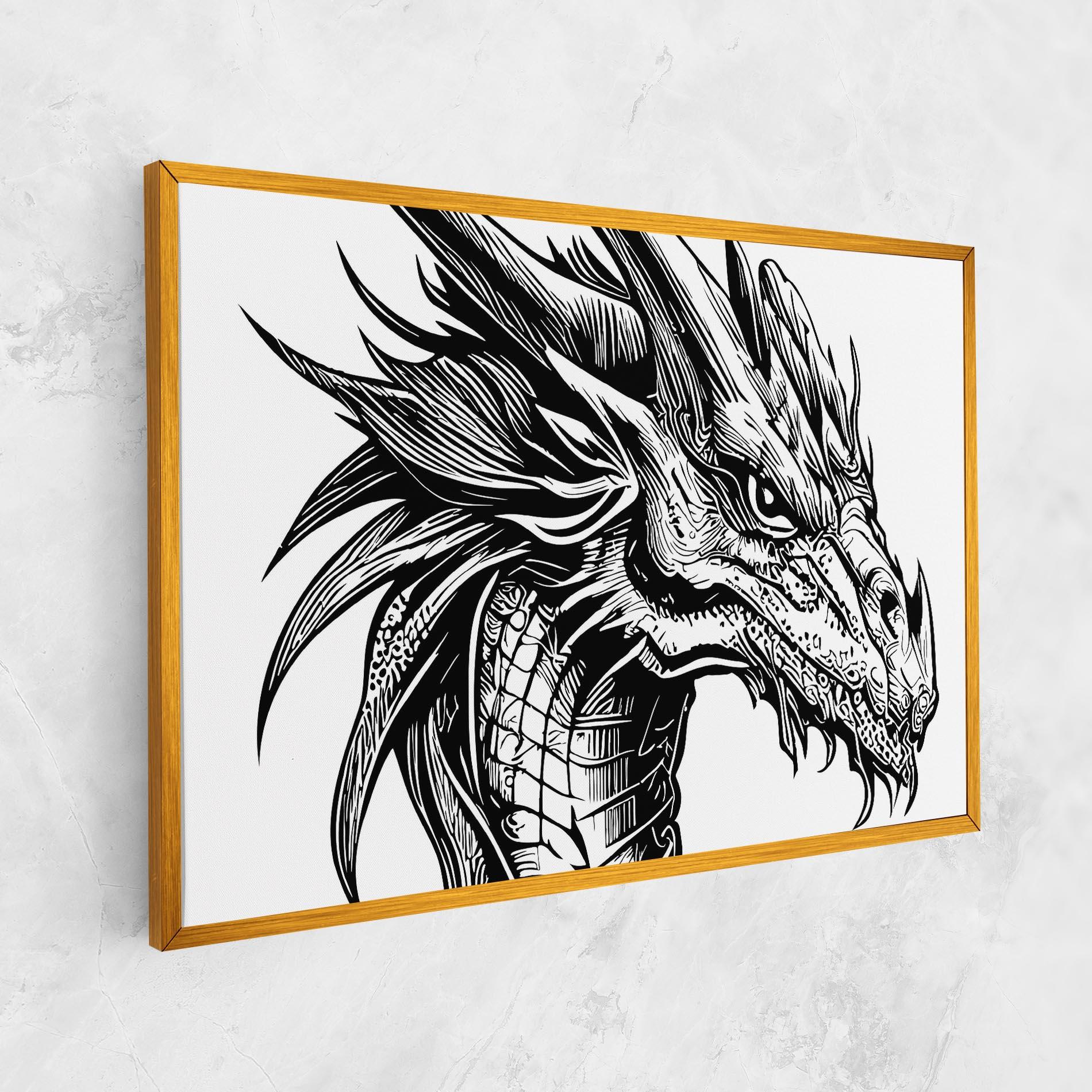Vászonkép Black Line Dragon mockup 1