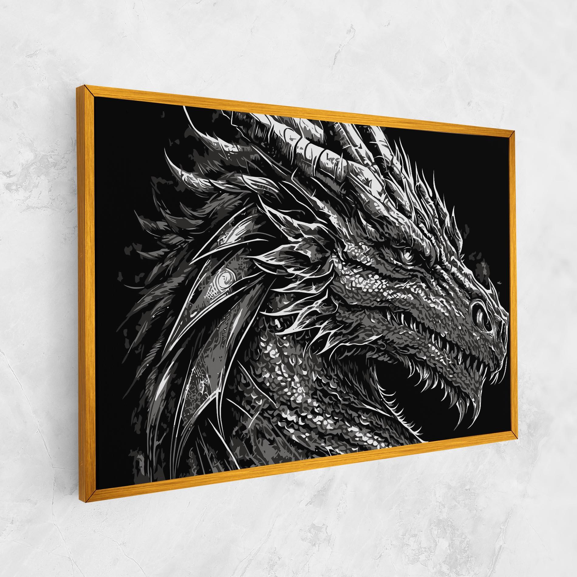 Vászonkép Grey White Dragon mockup 1