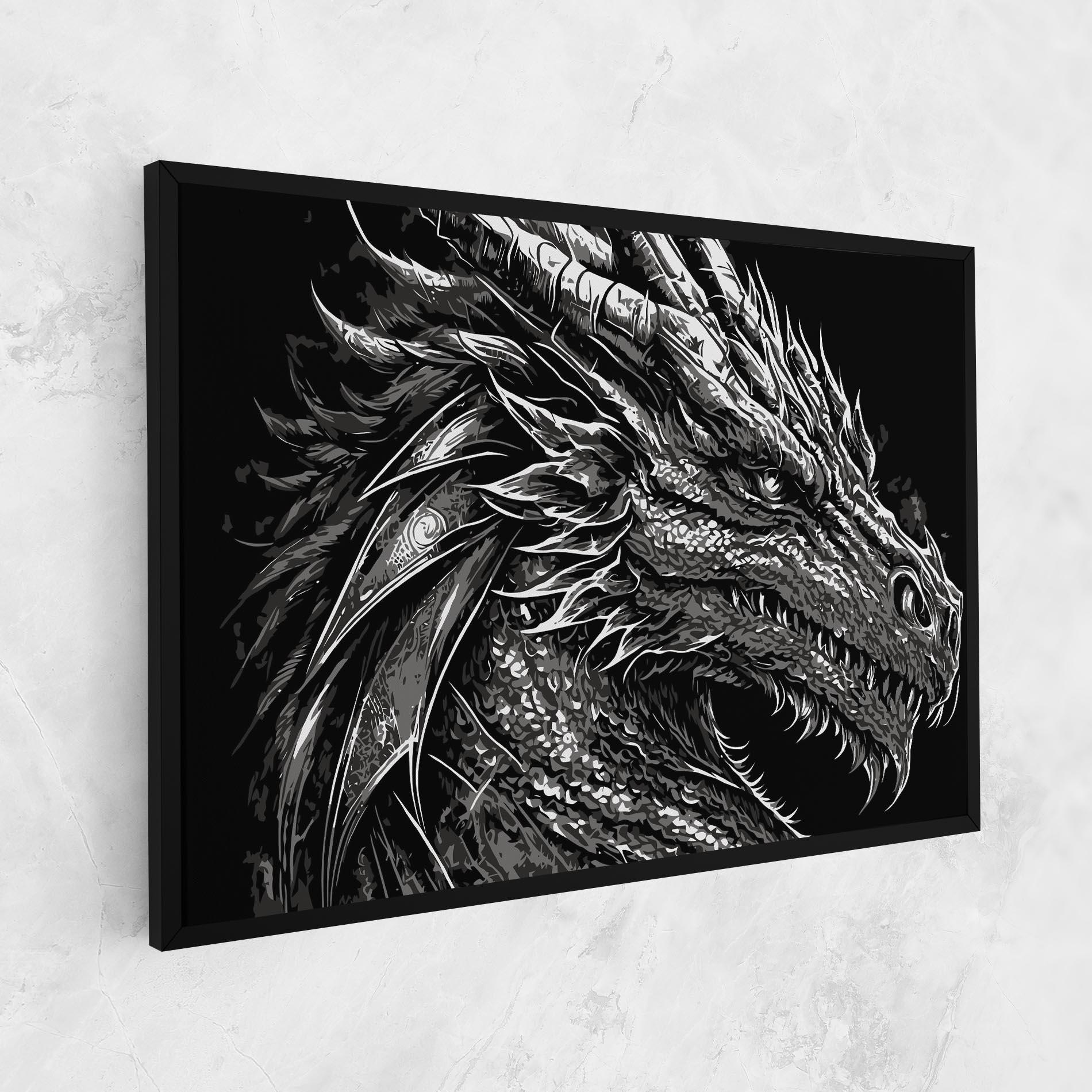 Vászonkép Grey White Dragon mockup 1