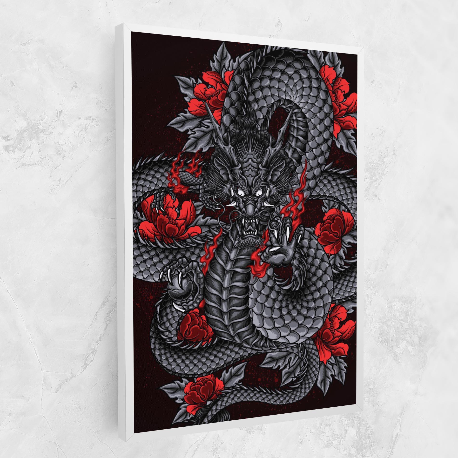 Vászonkép Red Flower Dragon mockup 1