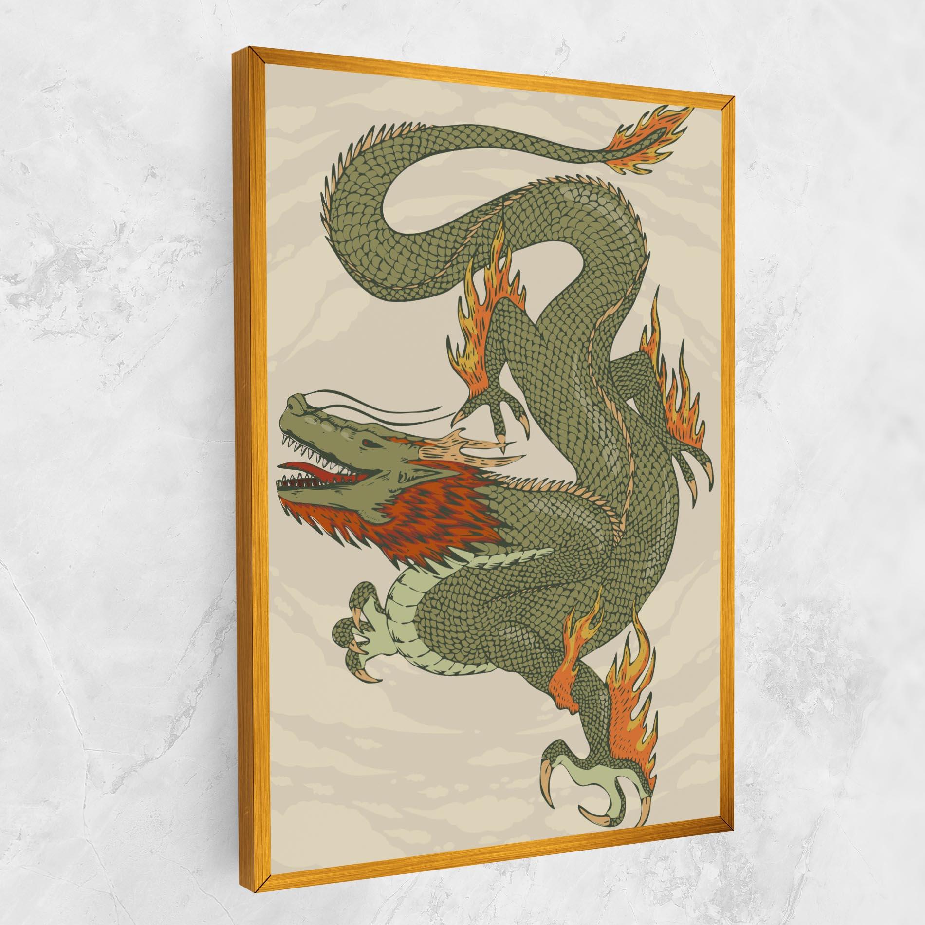 Vászonkép Chinese Dragon Green mockup 1