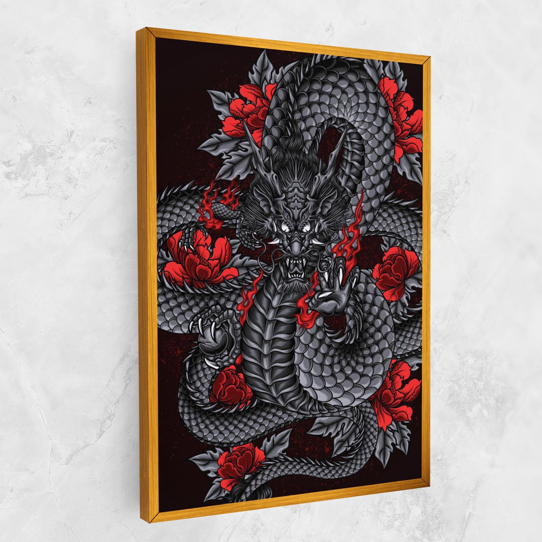 Vászonkép Red Flower Dragon mockup 1