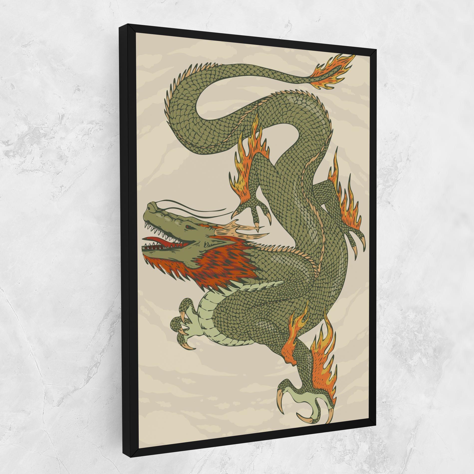 Vászonkép Chinese Dragon Green mockup 1