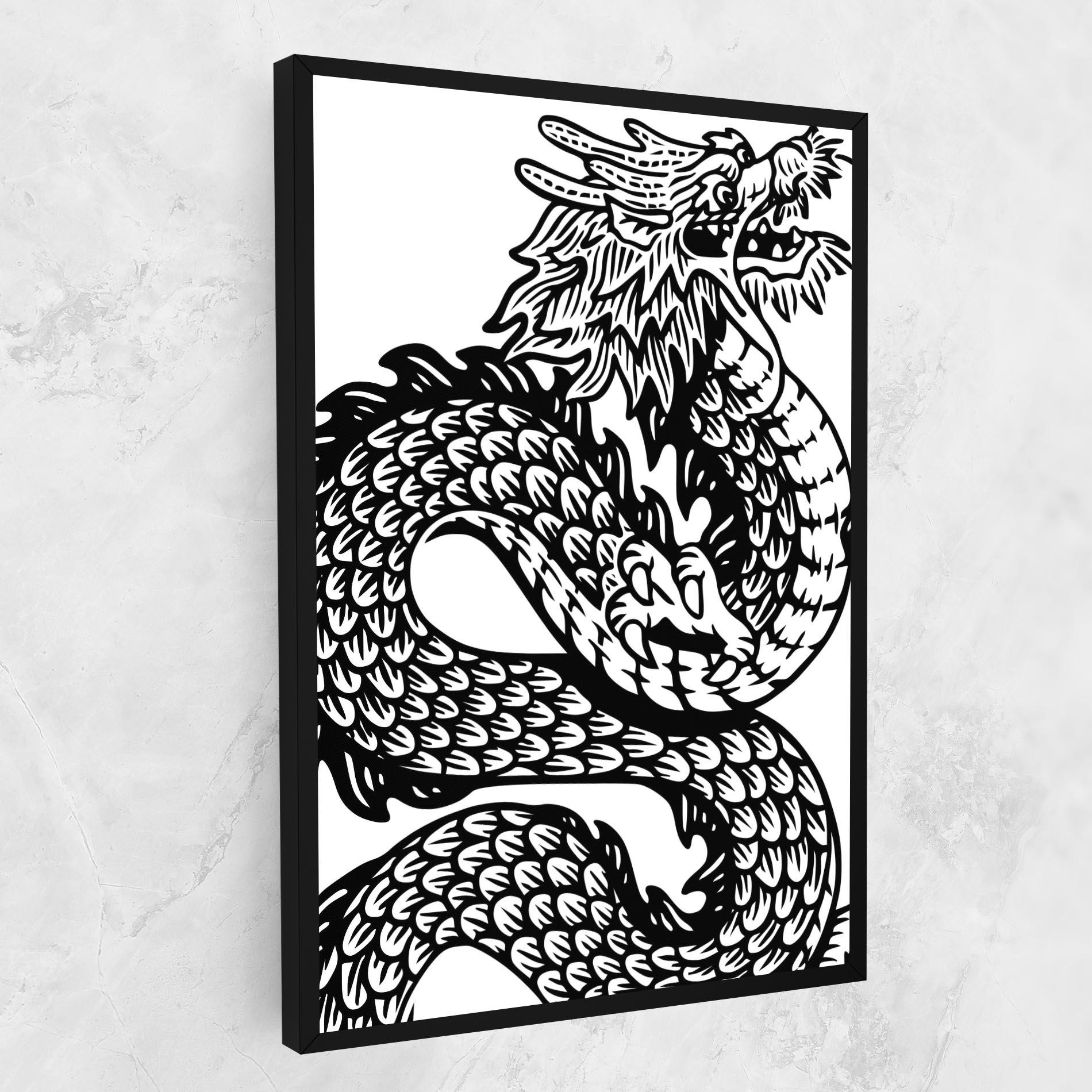 Vászonkép Dragon Black Line mockup 1