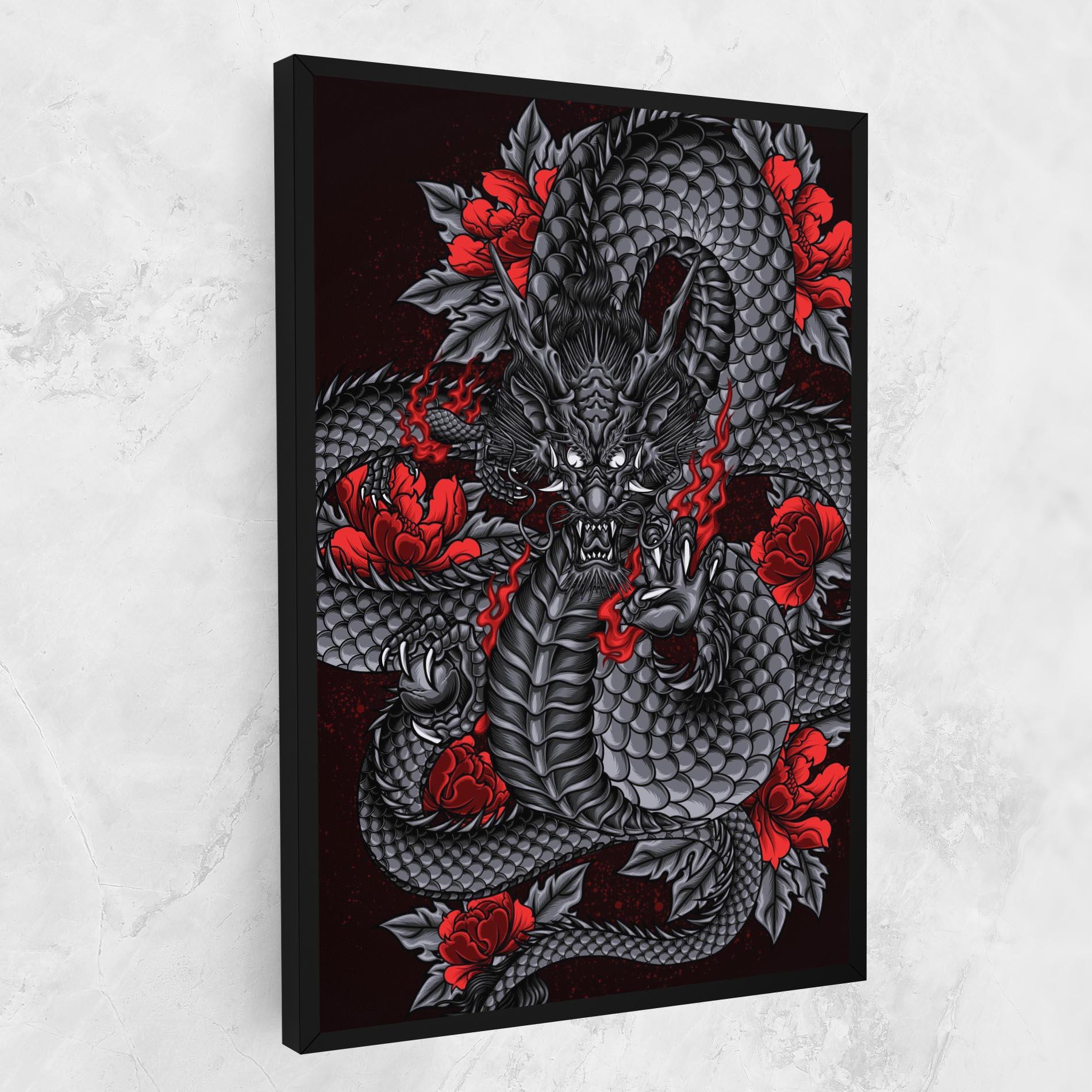 Vászonkép Red Flower Dragon mockup 1