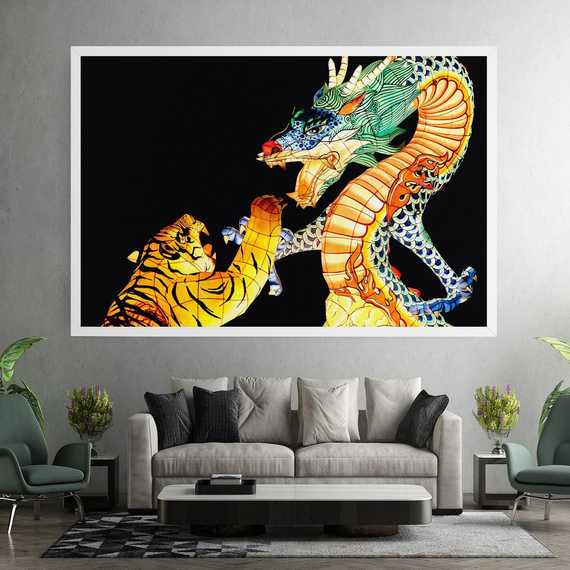 Vászonkép Chinese Dragon And Tiger mockup 7