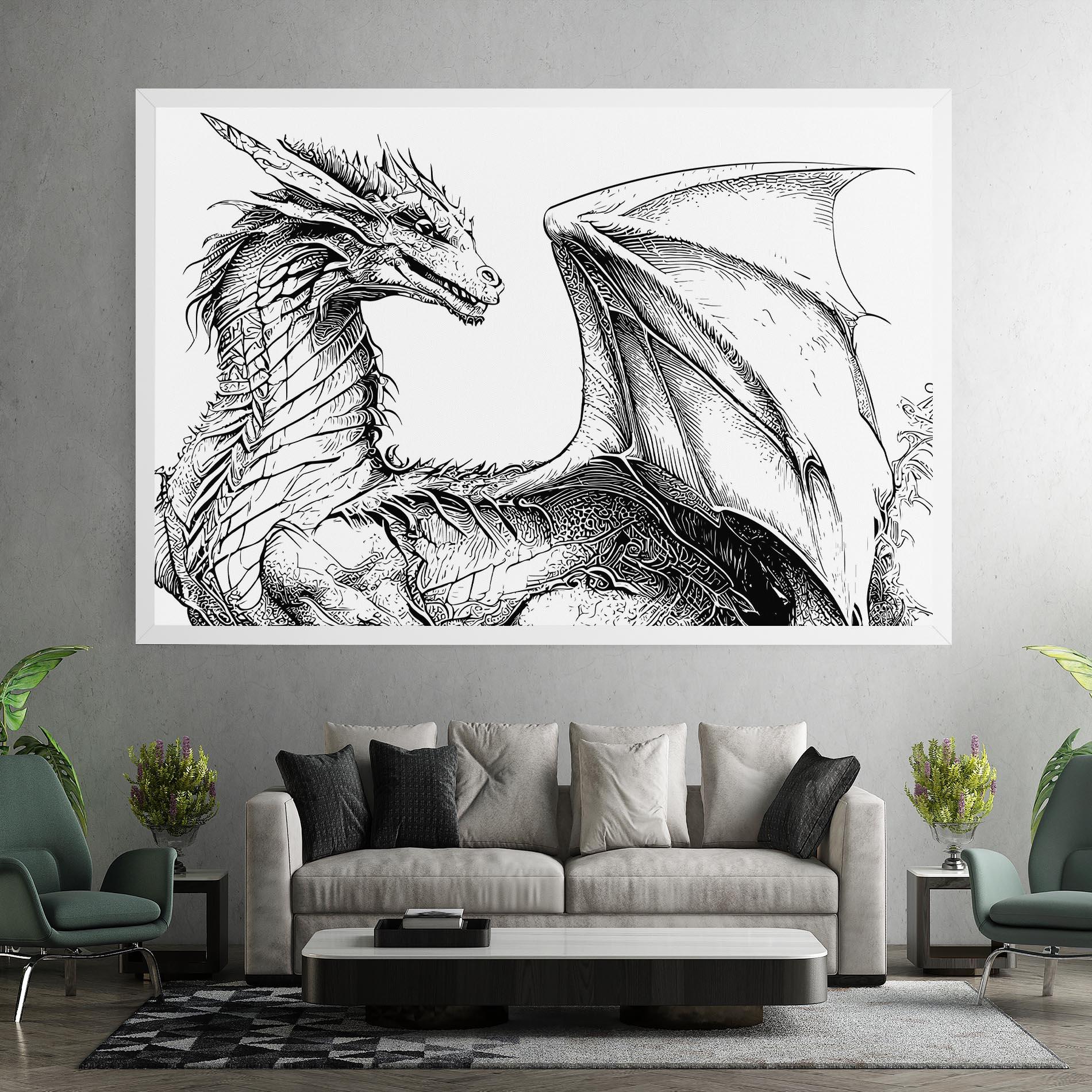 Vászonkép Dragon Sketch mockup 7