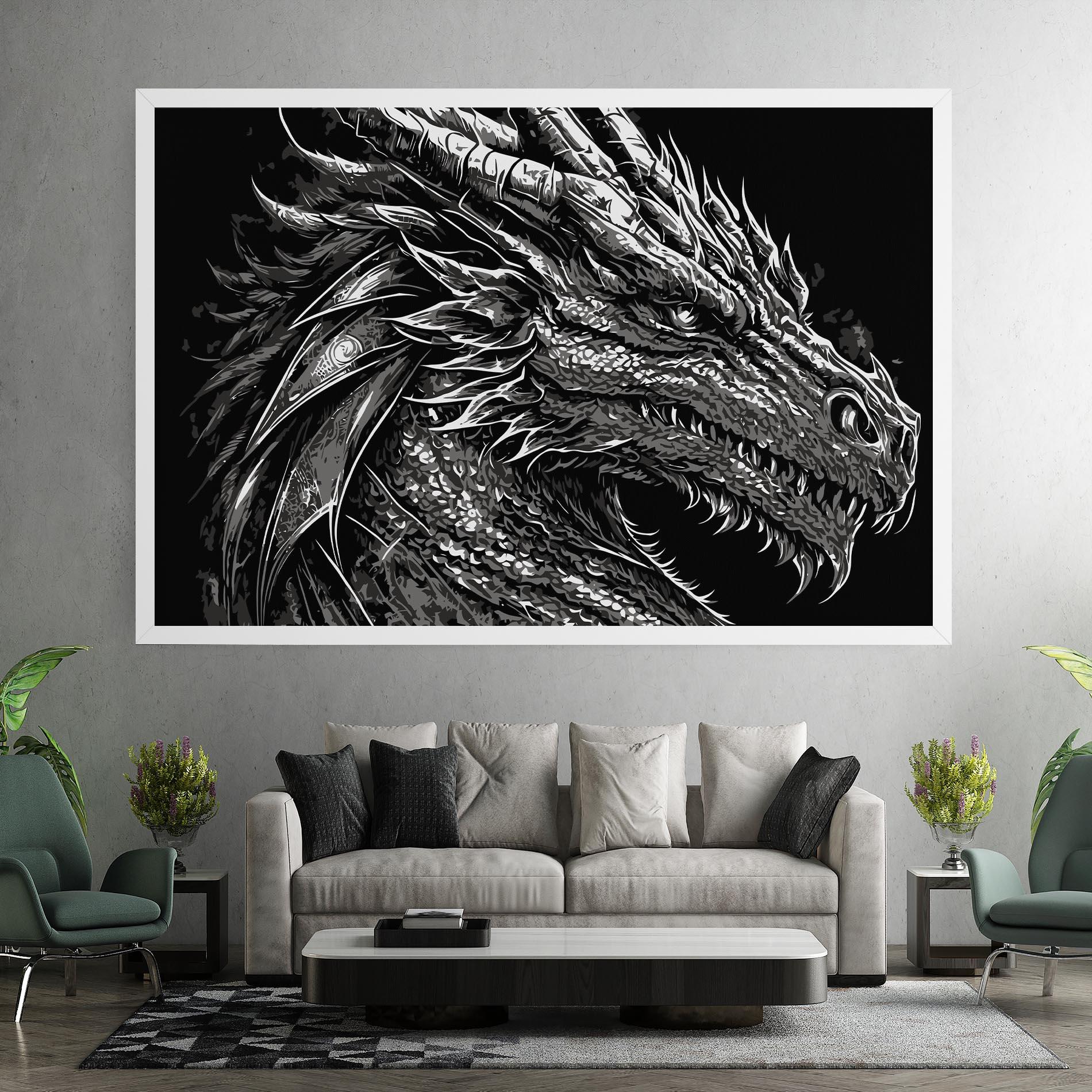 Vászonkép Grey White Dragon mockup 7