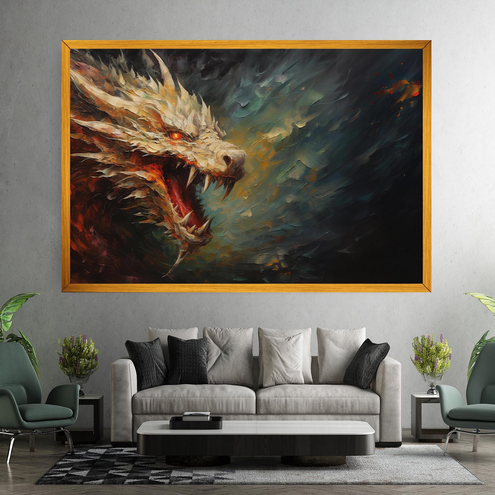 Vászonkép Angry Dragon Painting mockup 7