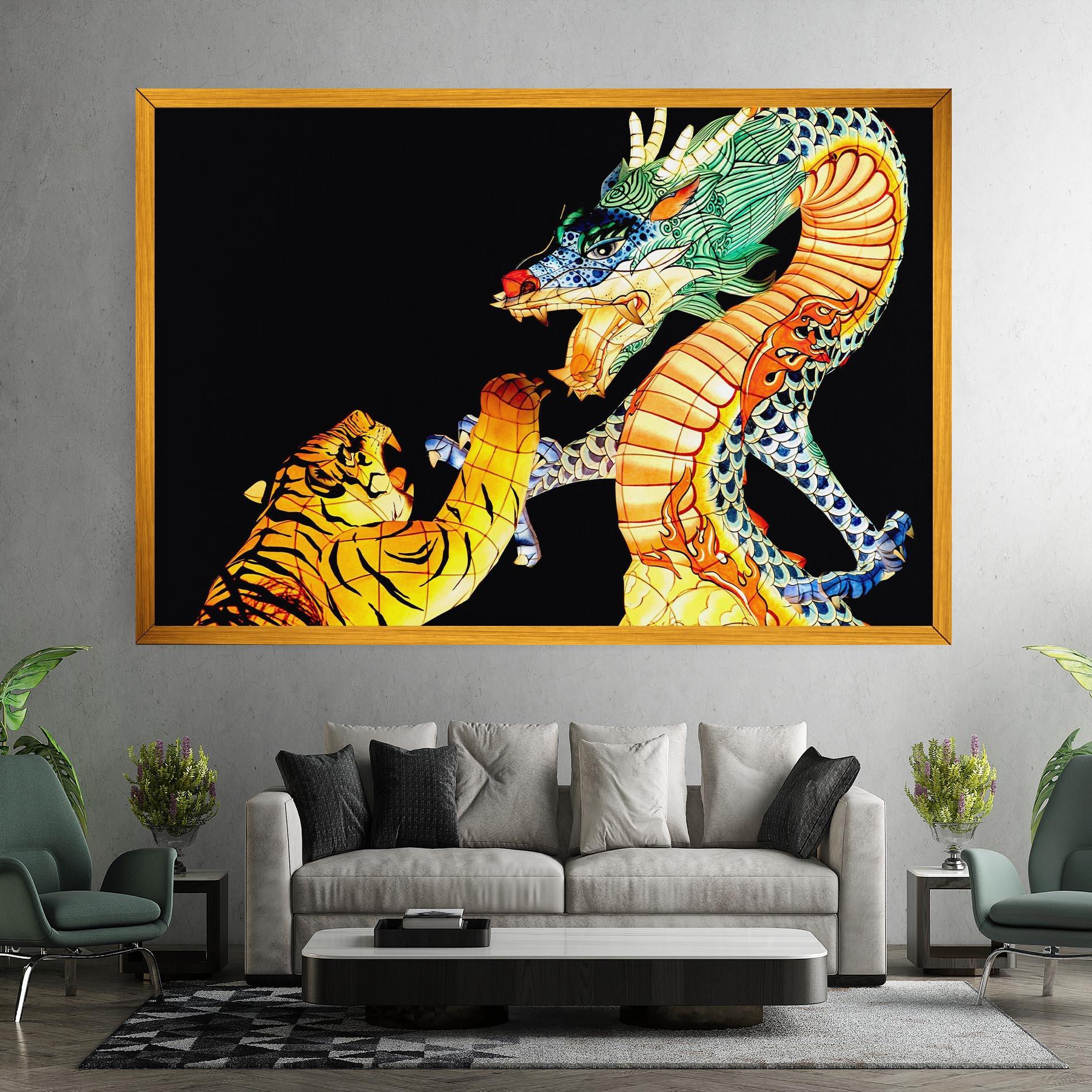 Vászonkép Chinese Dragon And Tiger mockup 7