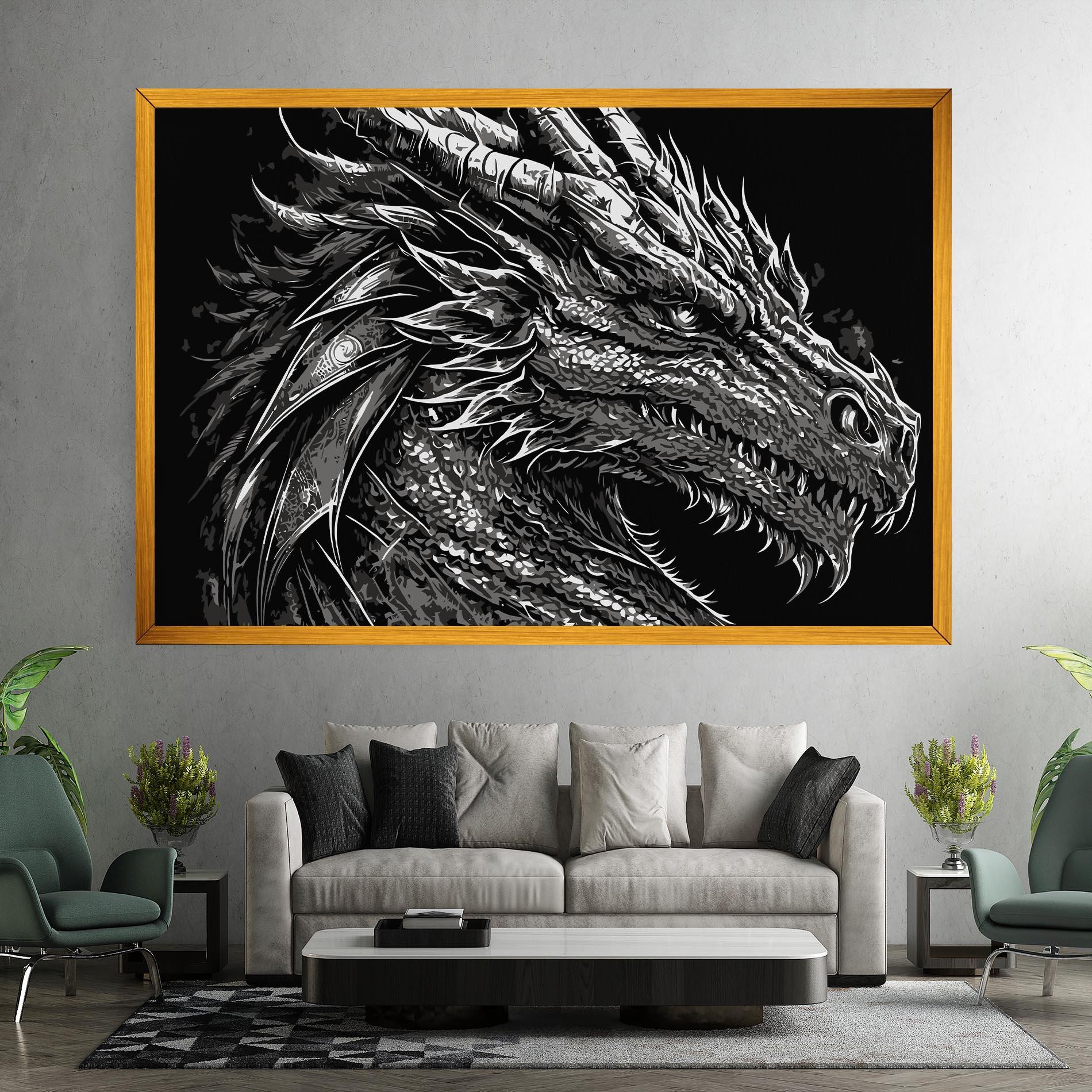 Vászonkép Grey White Dragon mockup 7