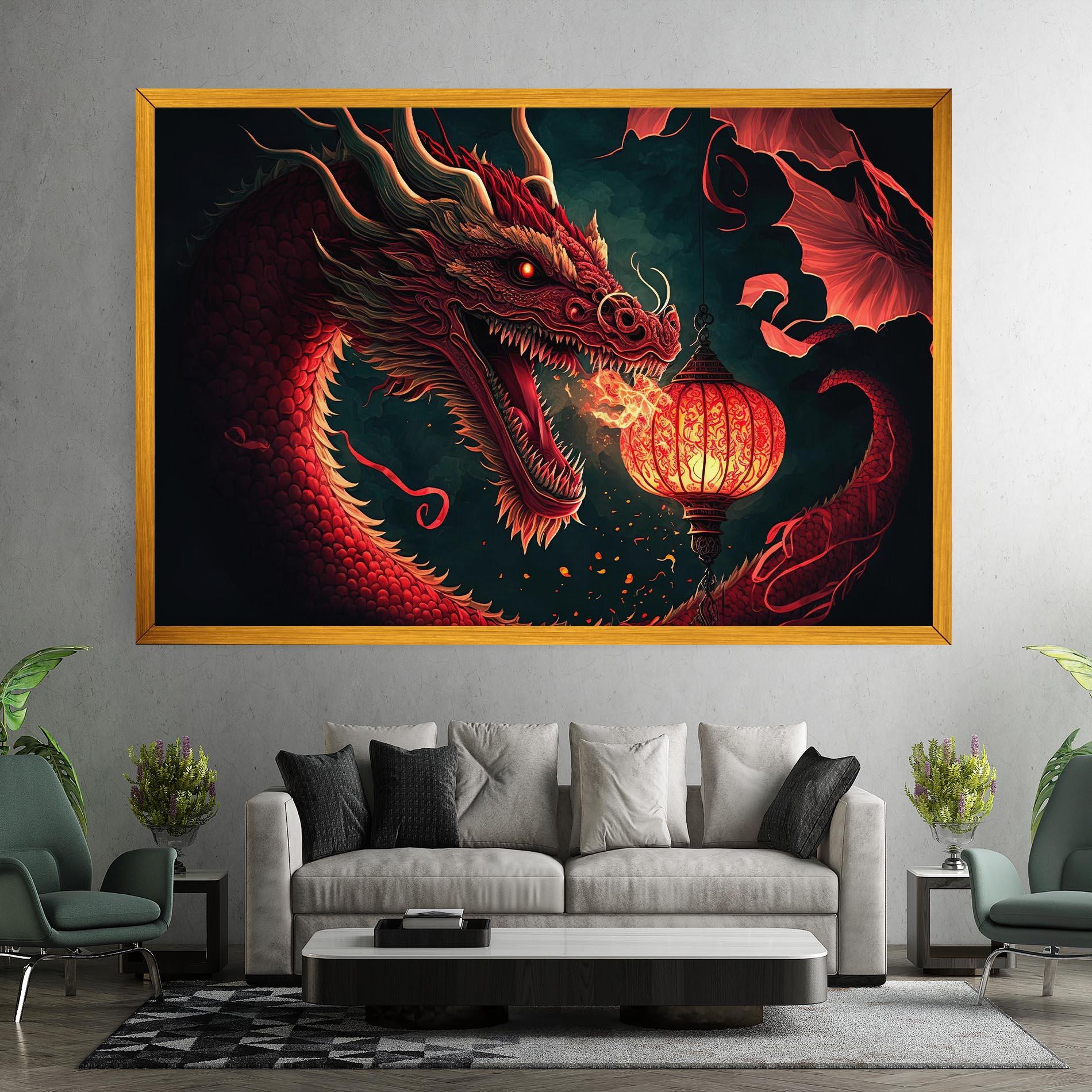 Vászonkép Red Fire Dragon mockup 7