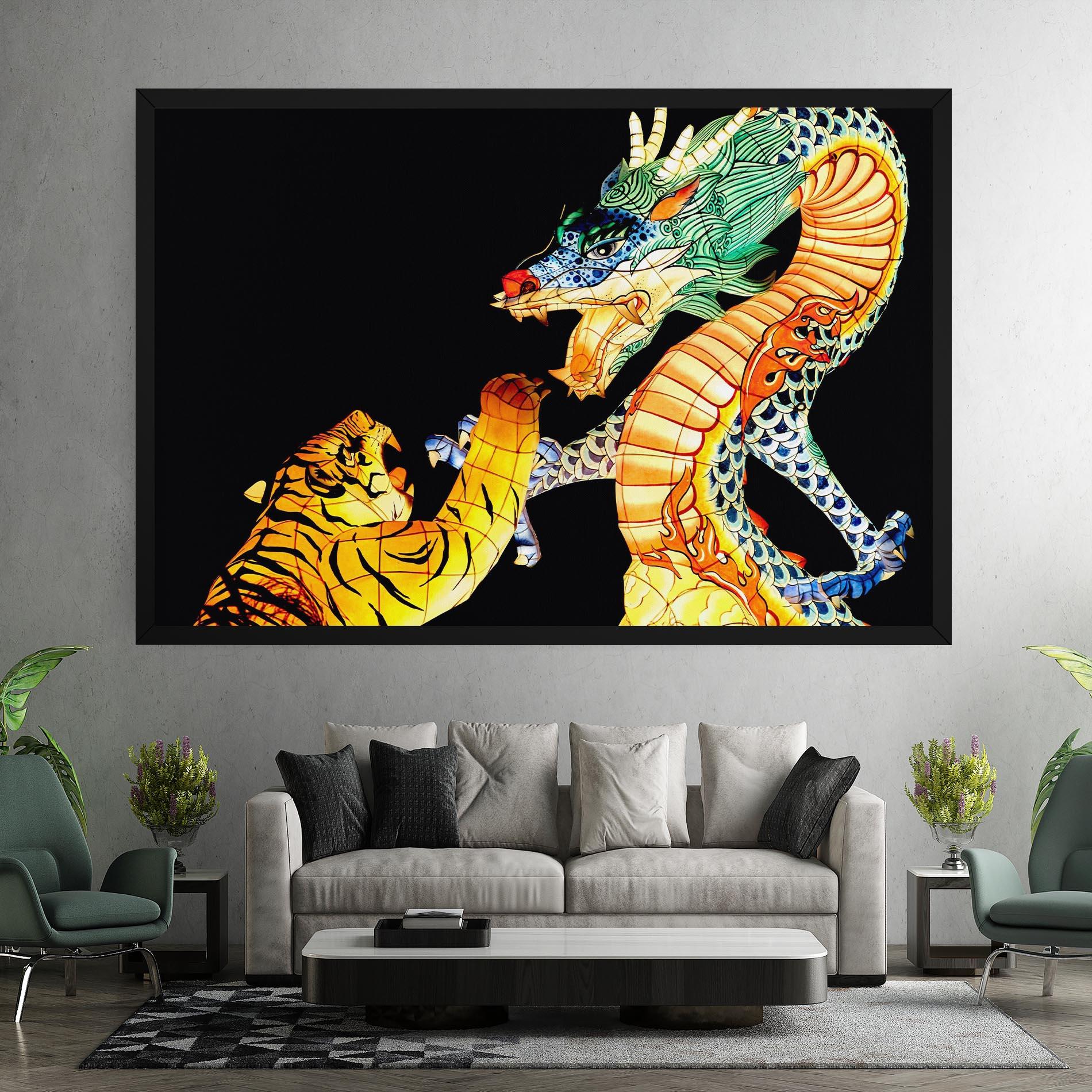 Vászonkép Chinese Dragon And Tiger mockup 7
