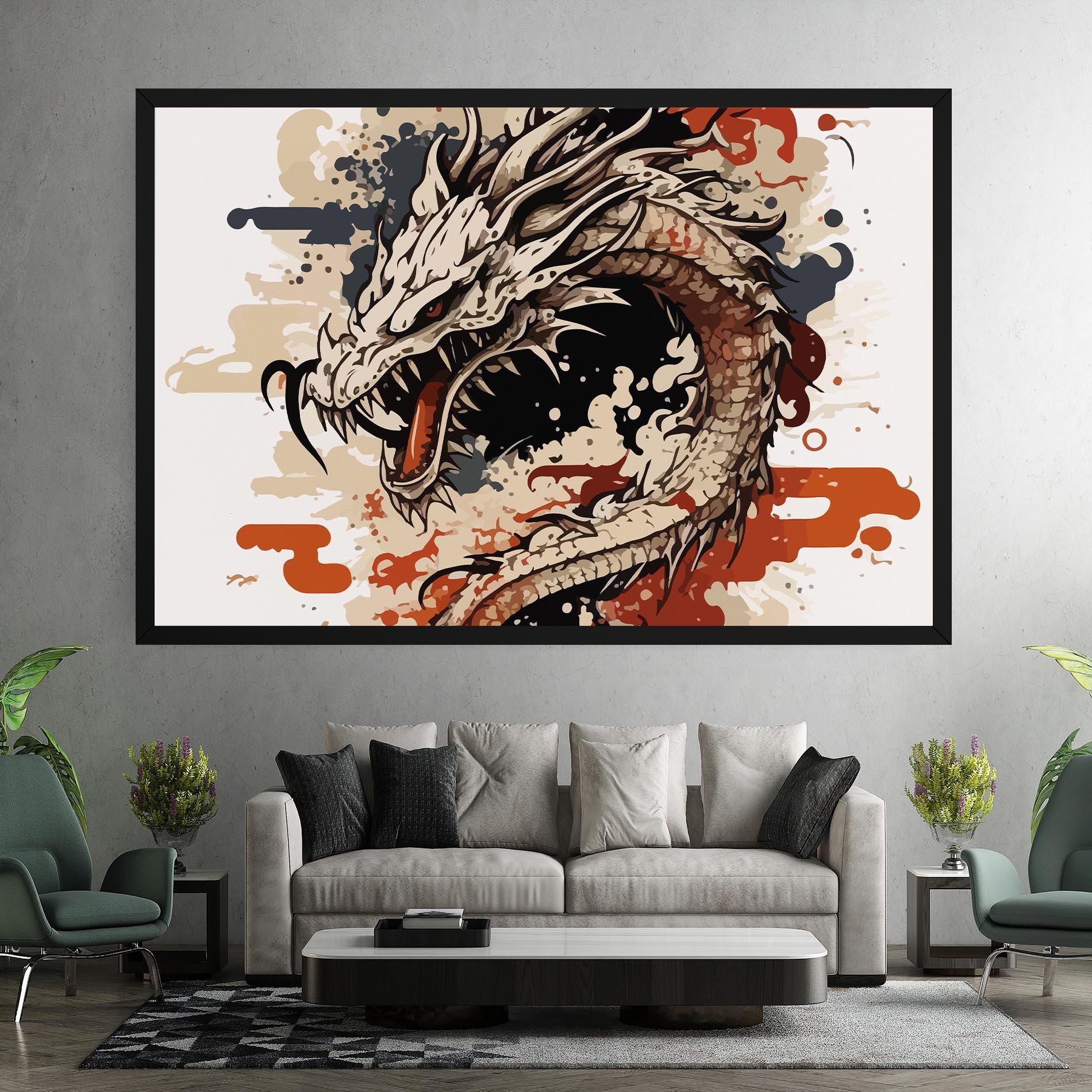 Vászonkép Cream Dragon Art mockup 7