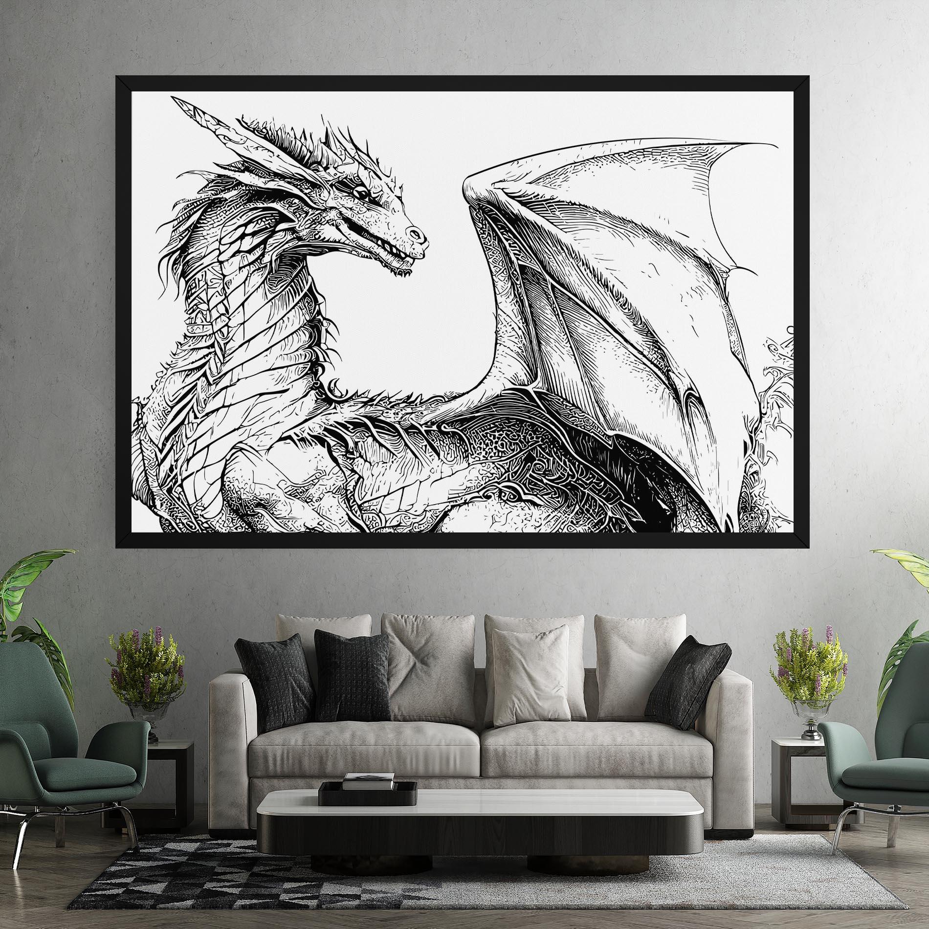 Vászonkép Dragon Sketch mockup 7