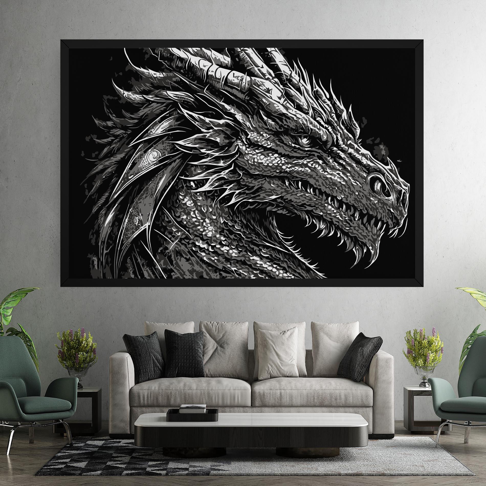 Vászonkép Grey White Dragon mockup 7