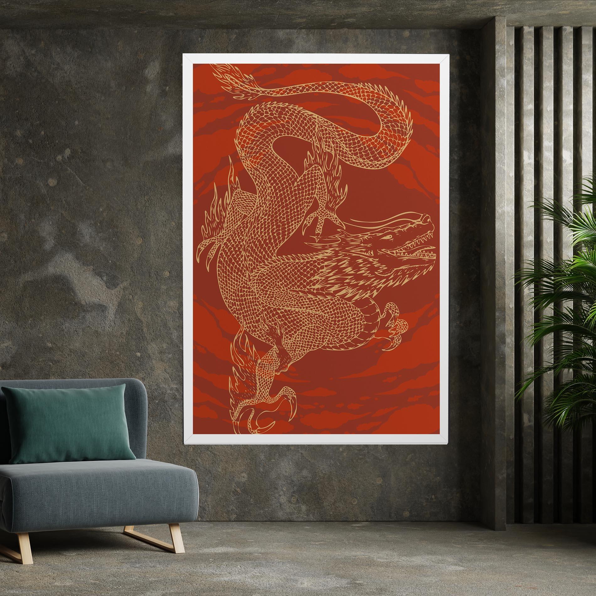 Vászonkép Chinese Dragon Red mockup 7