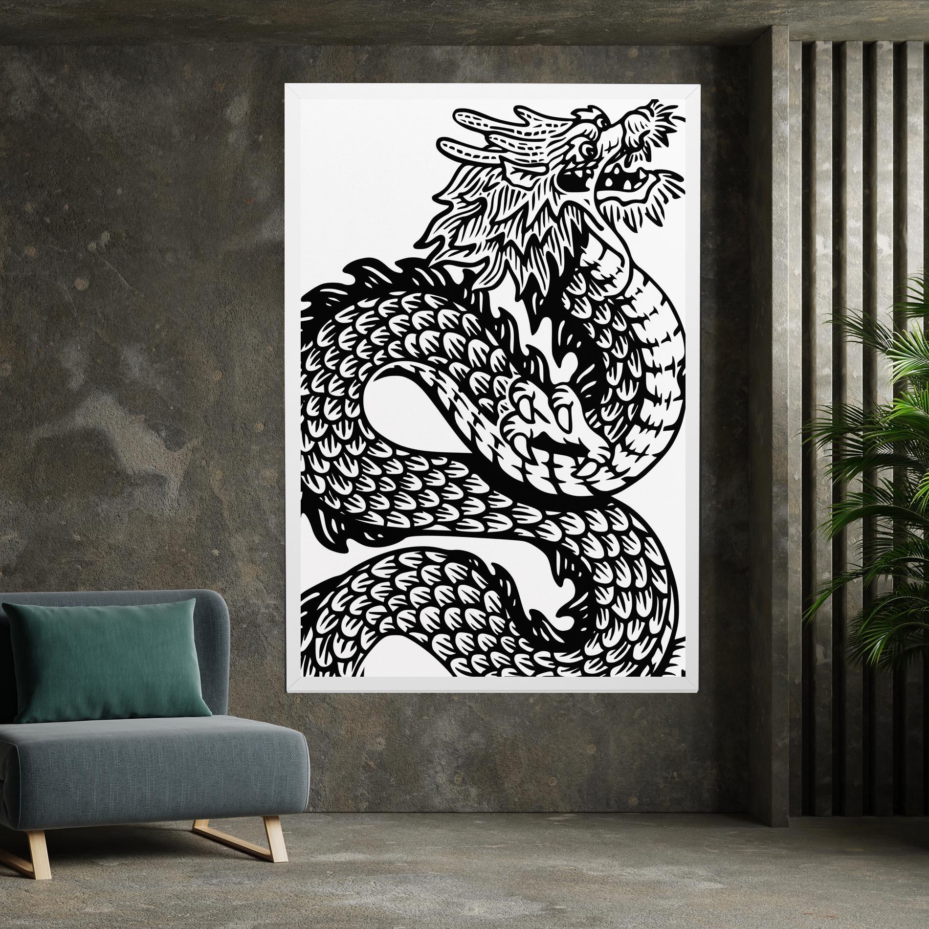 Vászonkép Dragon Black Line mockup 7
