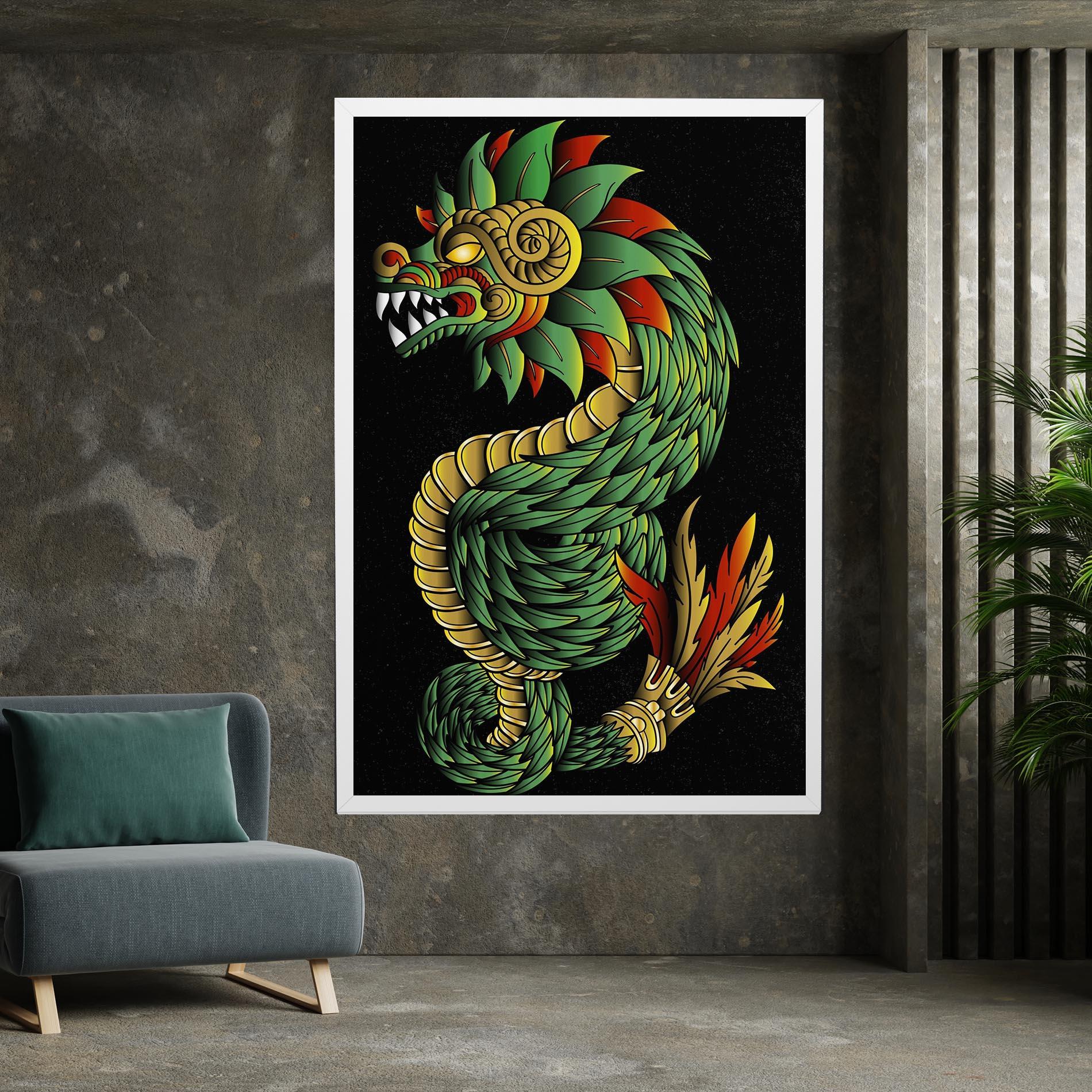 Vászonkép Green Yellow Dragon mockup 7