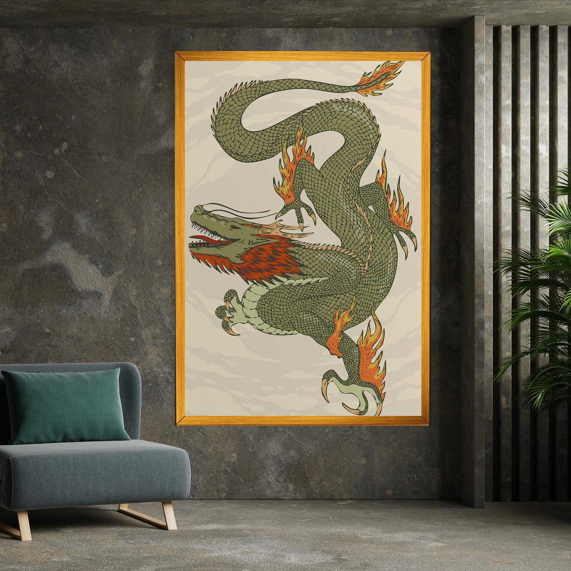 Vászonkép Chinese Dragon Green mockup 7