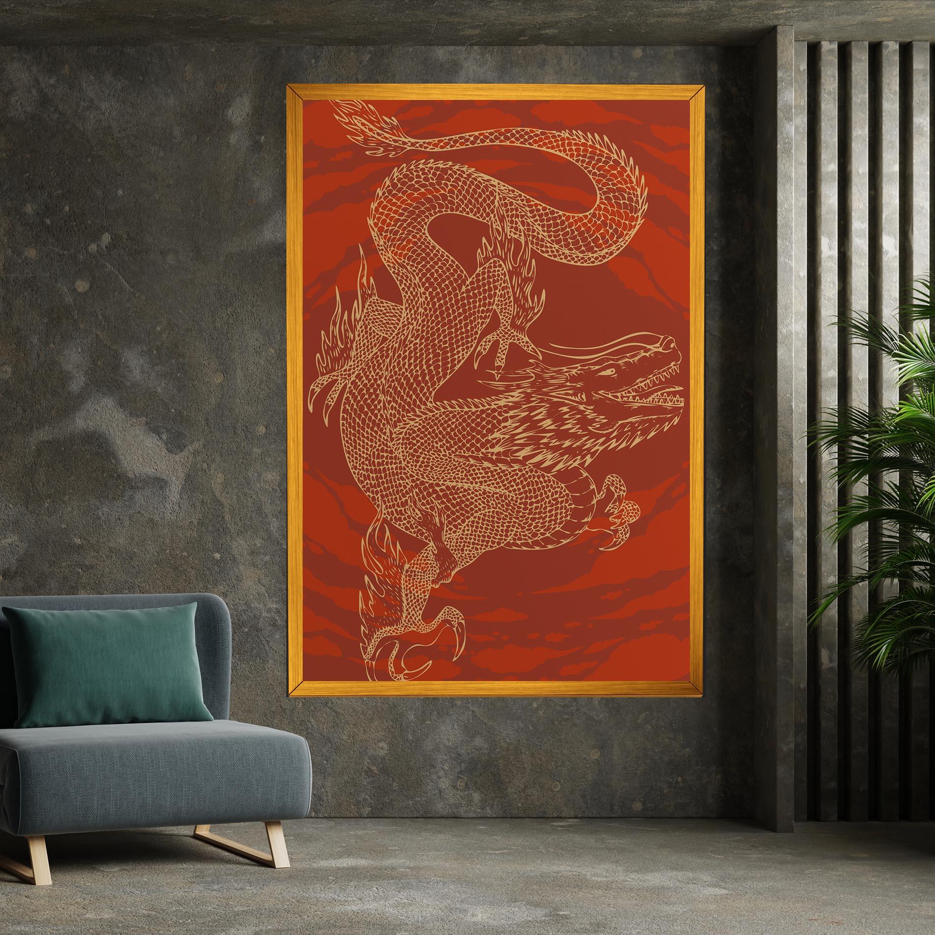 Vászonkép Chinese Dragon Red mockup 7