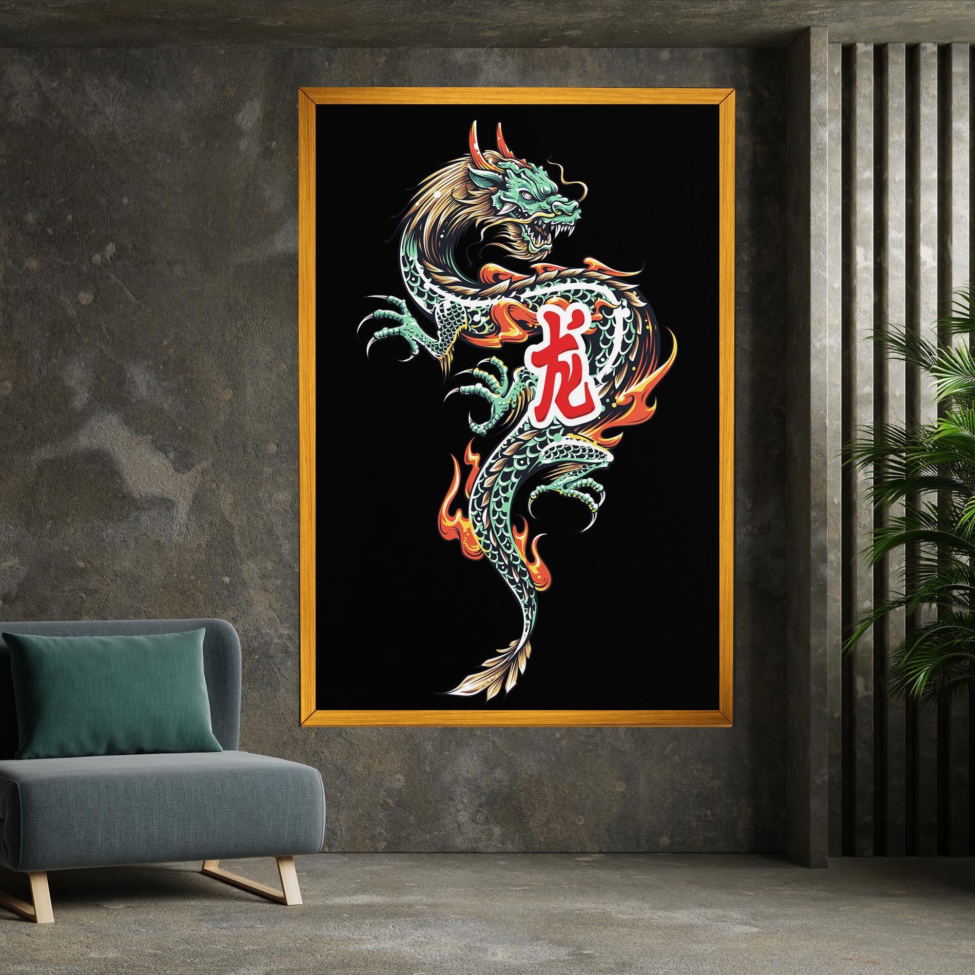 Vászonkép Green Fire Dragon mockup 7