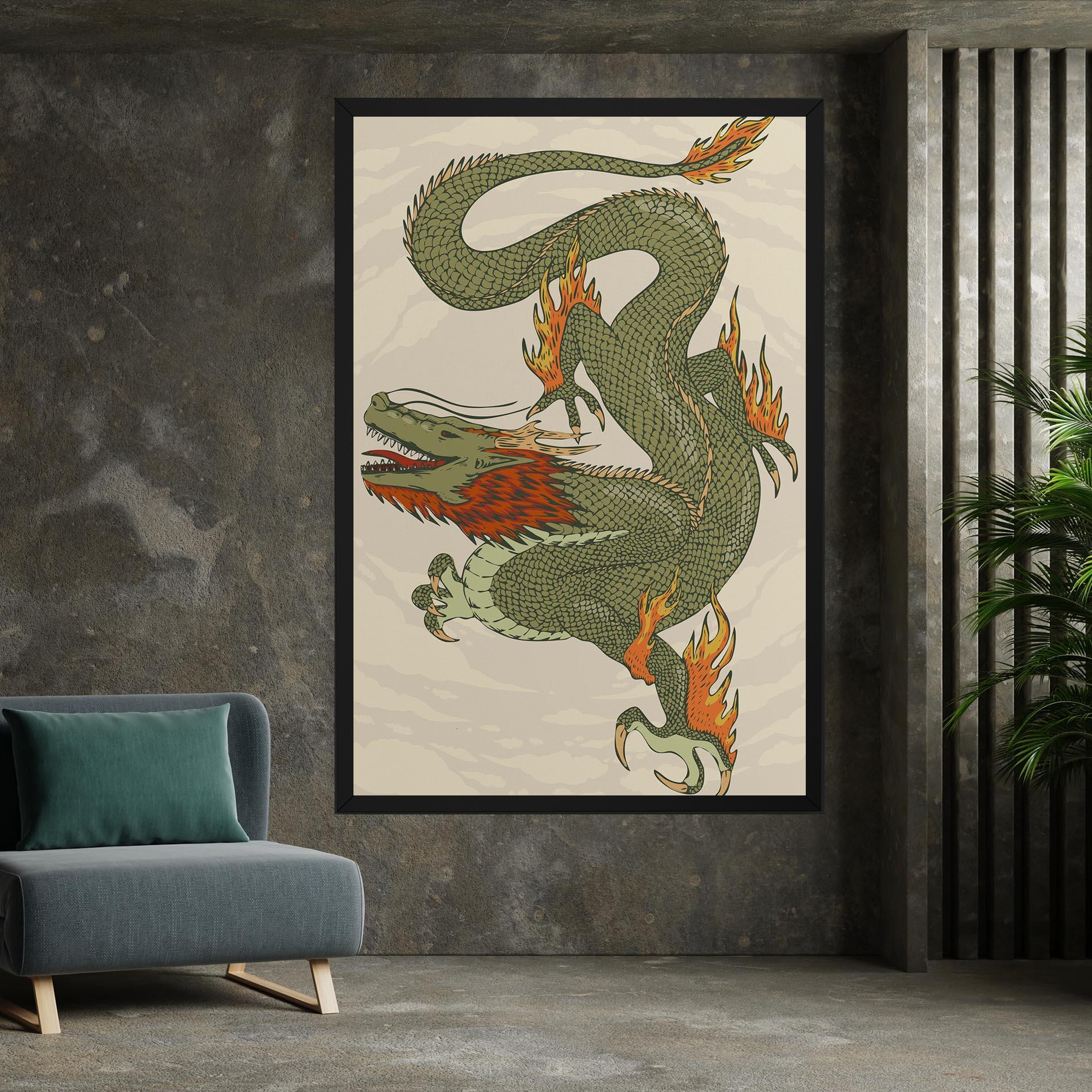 Vászonkép Chinese Dragon Green mockup 7