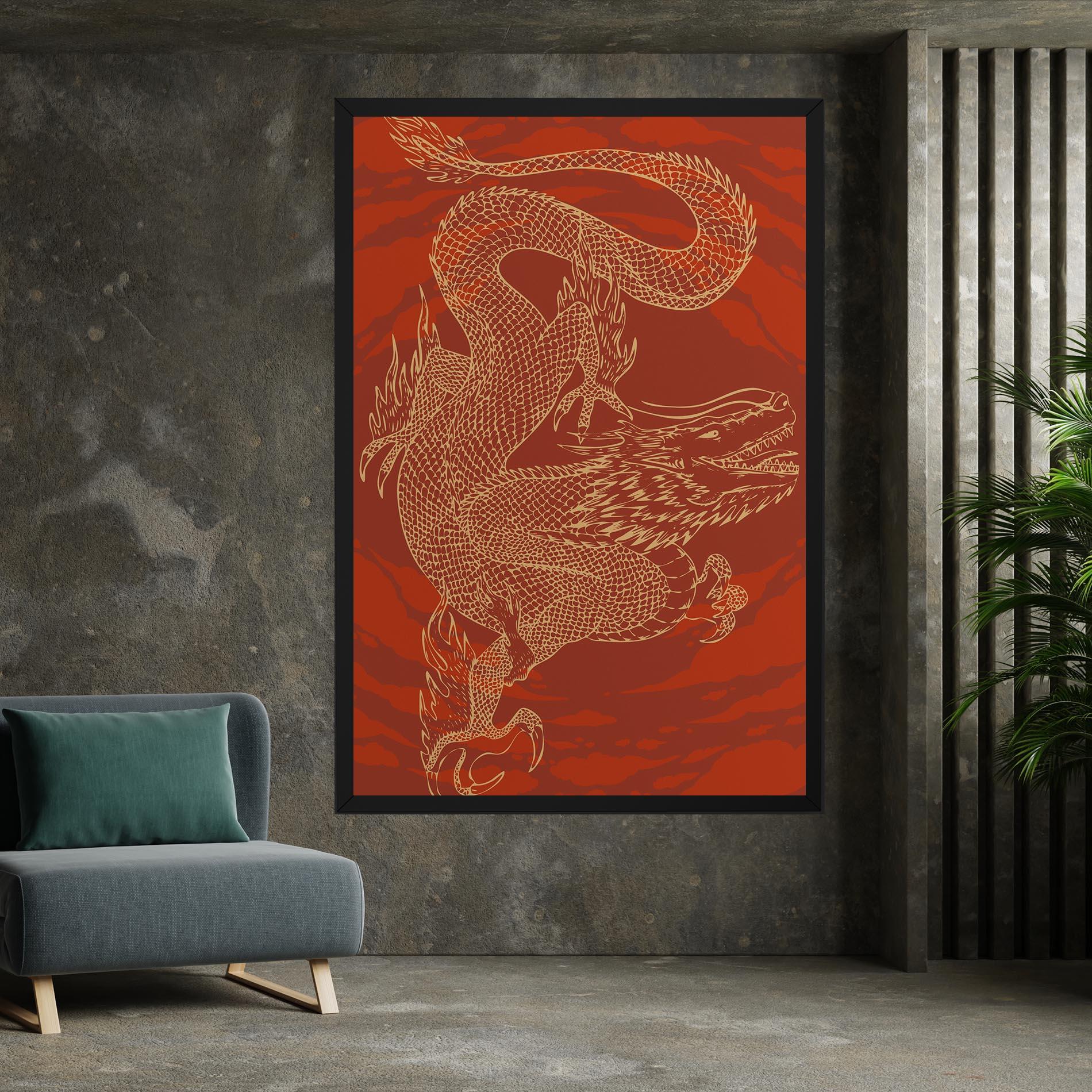 Vászonkép Chinese Dragon Red mockup 7