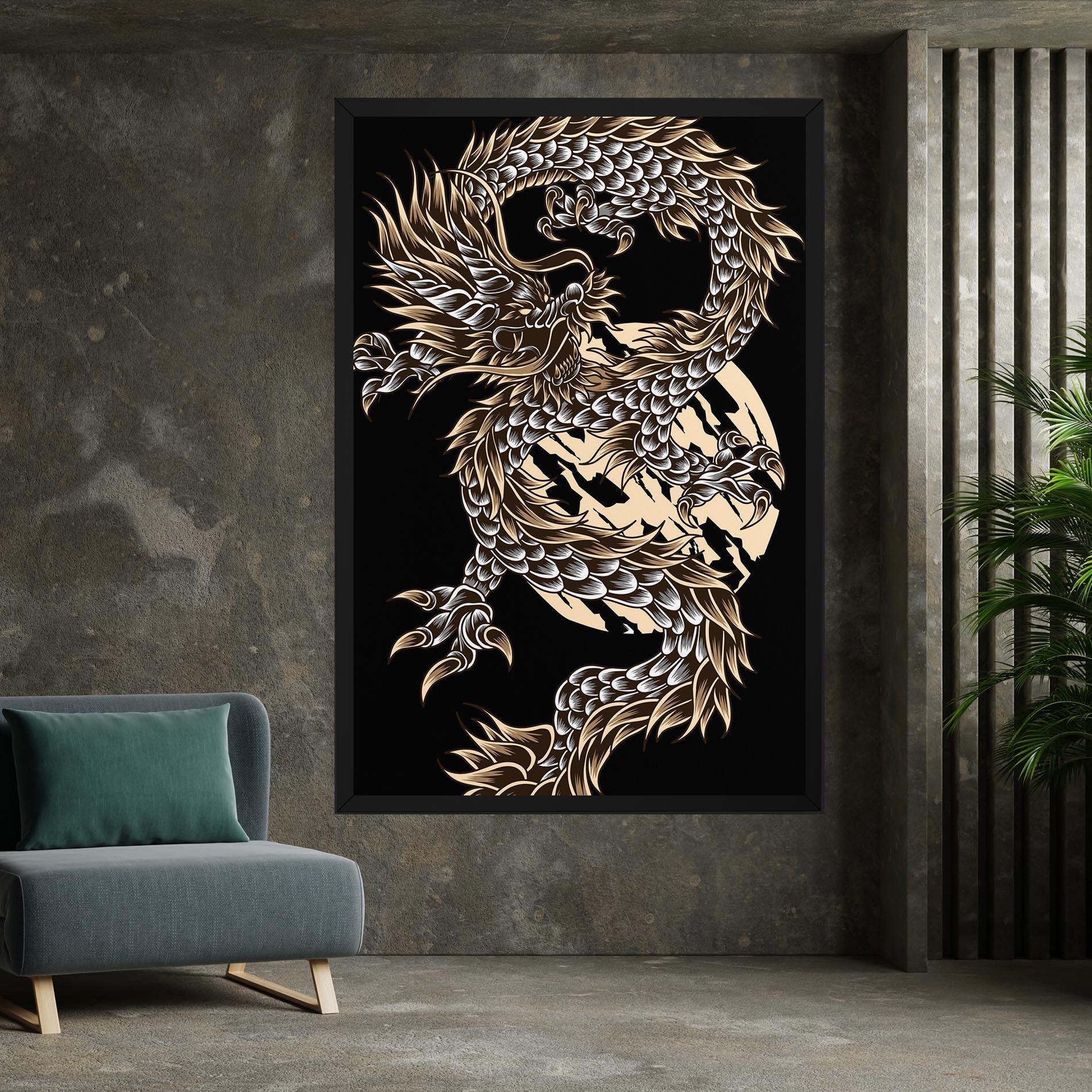 Vászonkép Cream Moon Dragon mockup 7