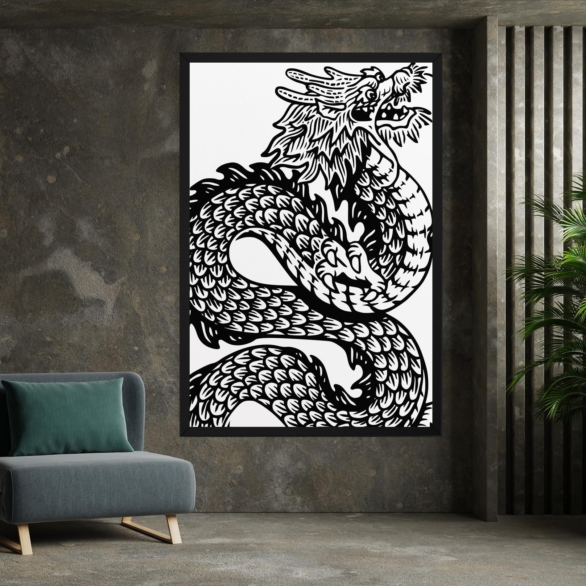 Vászonkép Dragon Black Line mockup 7