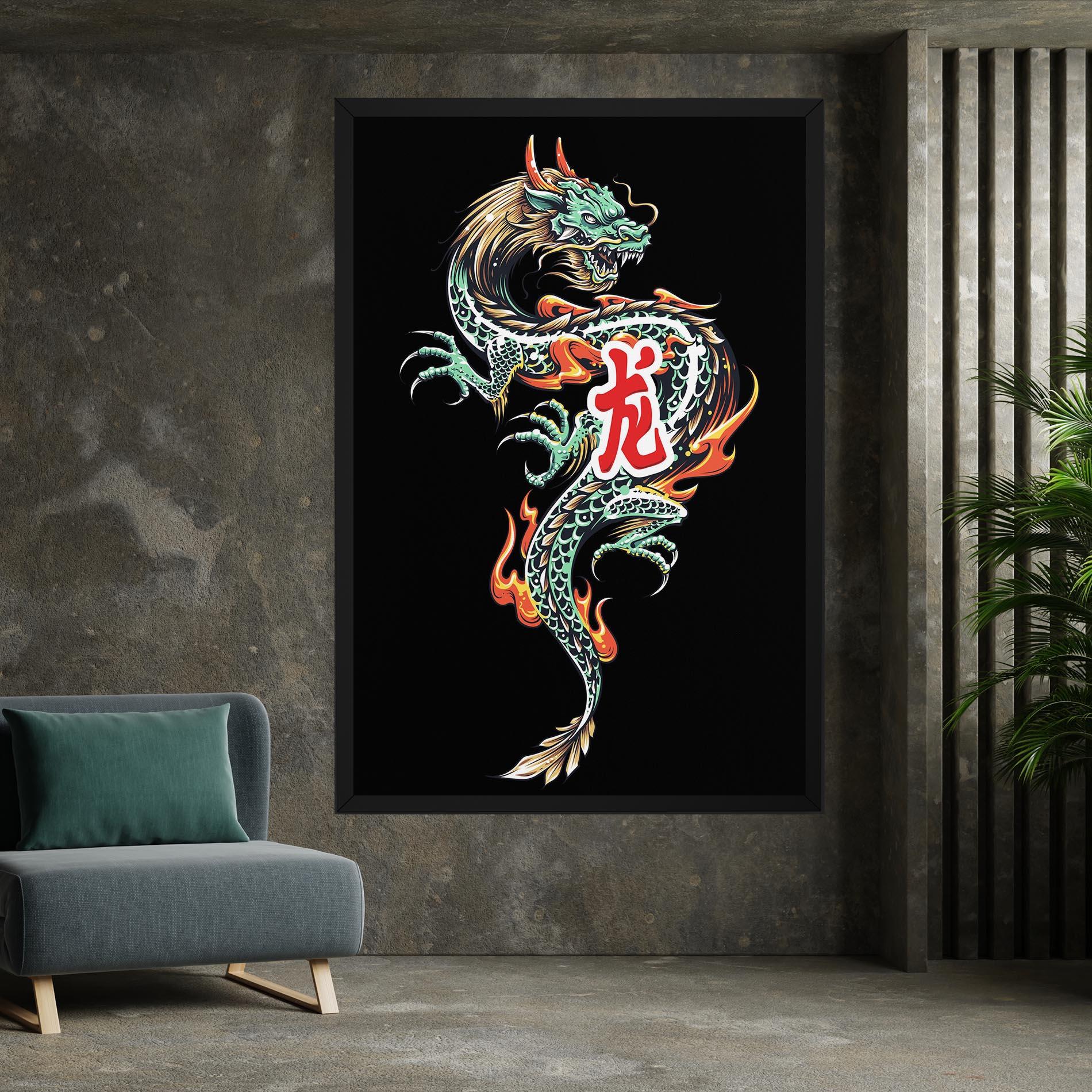 Vászonkép Green Fire Dragon mockup 7
