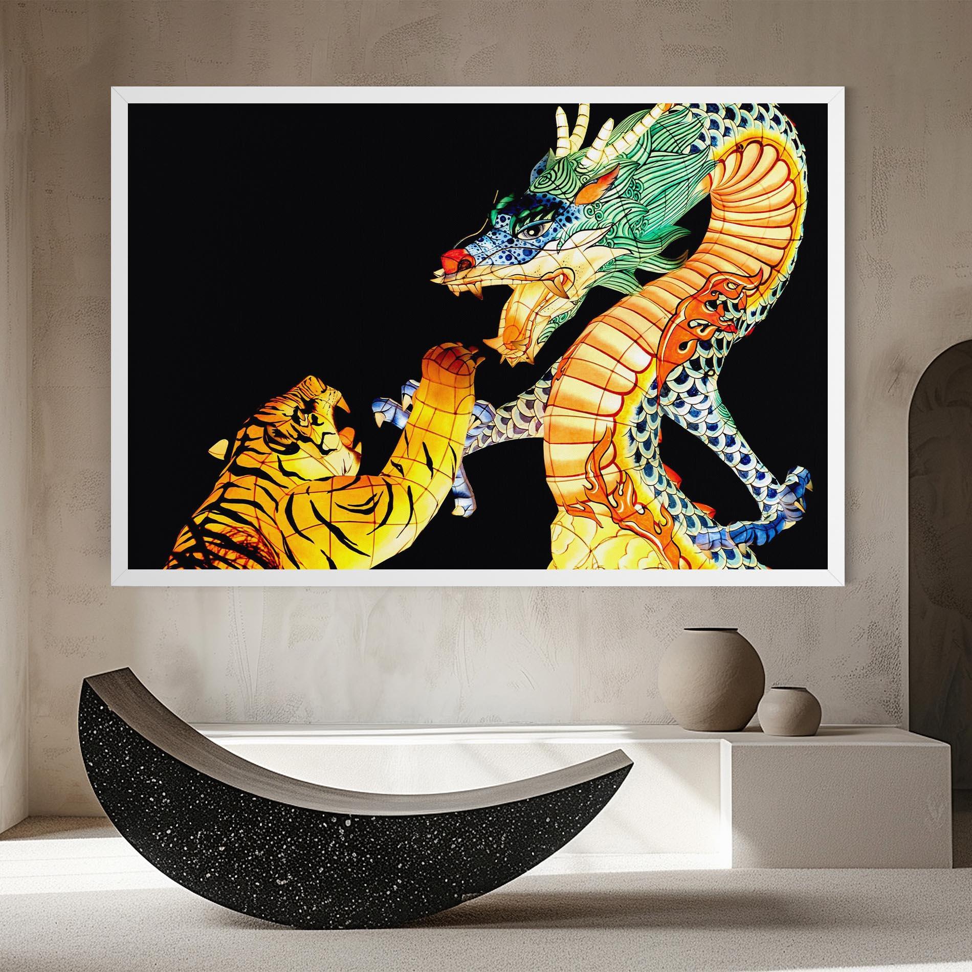 Vászonkép Chinese Dragon And Tiger mockup 8