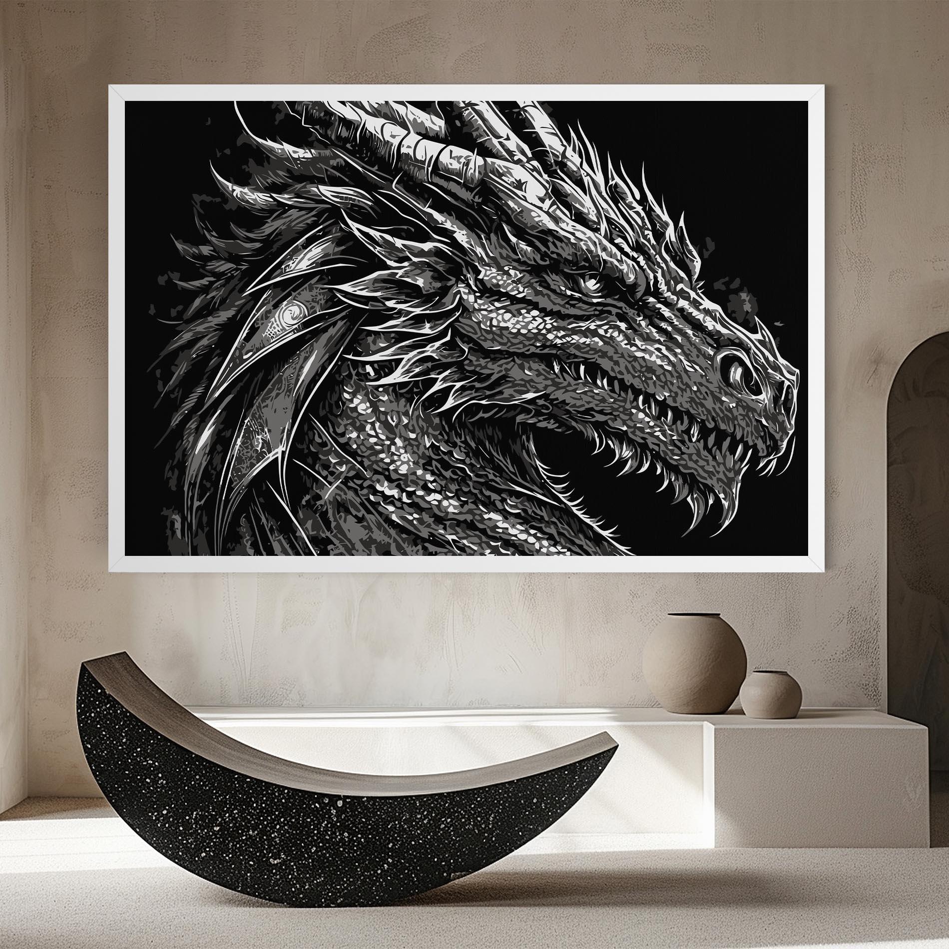 Vászonkép Grey White Dragon mockup 8