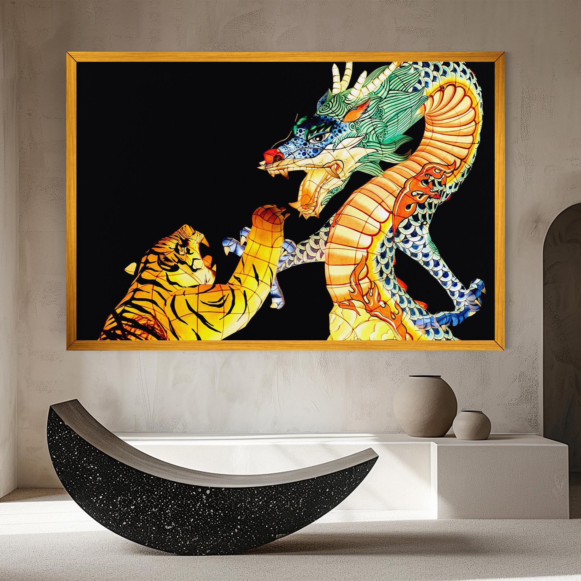Vászonkép Chinese Dragon And Tiger mockup 8