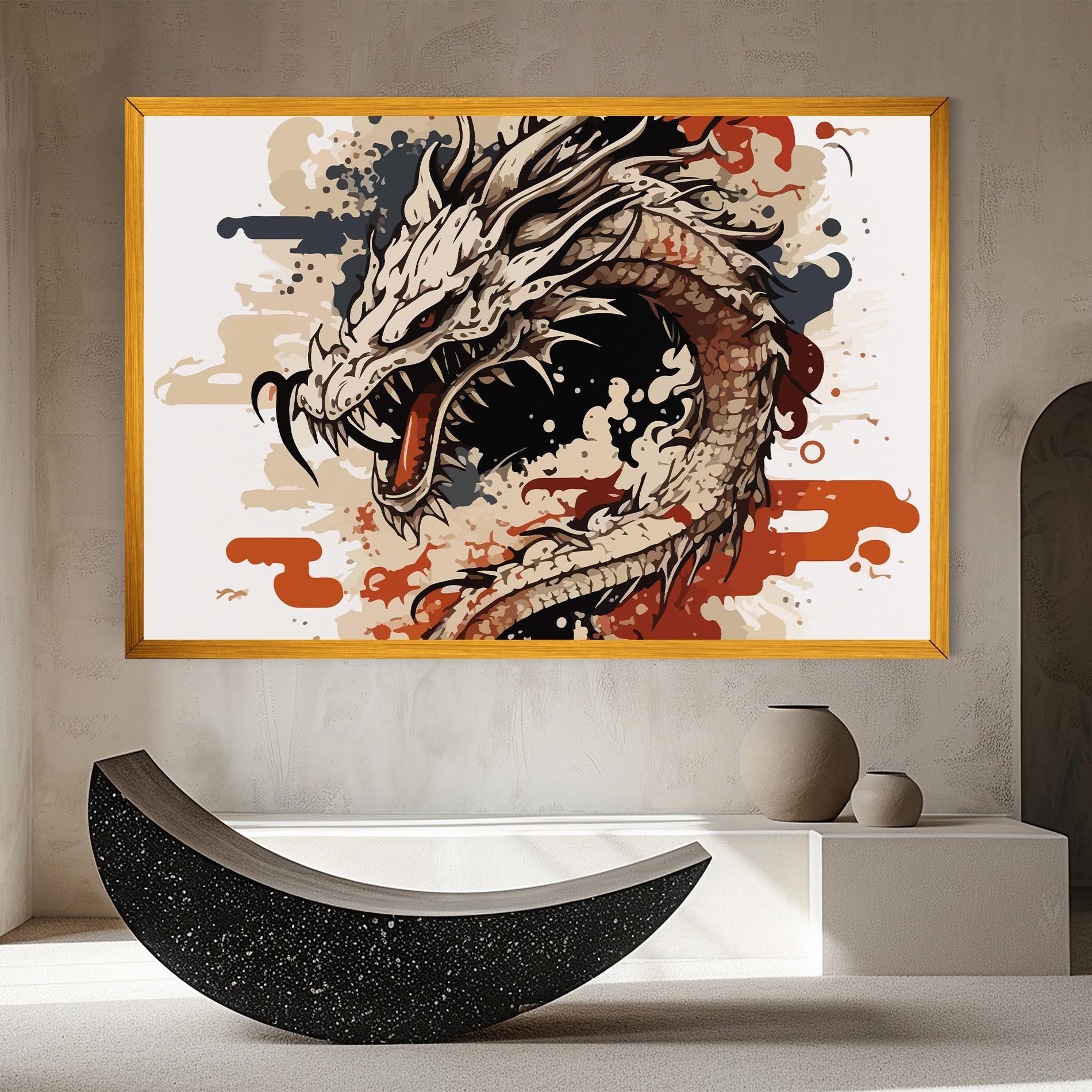 Vászonkép Cream Dragon Art mockup 8
