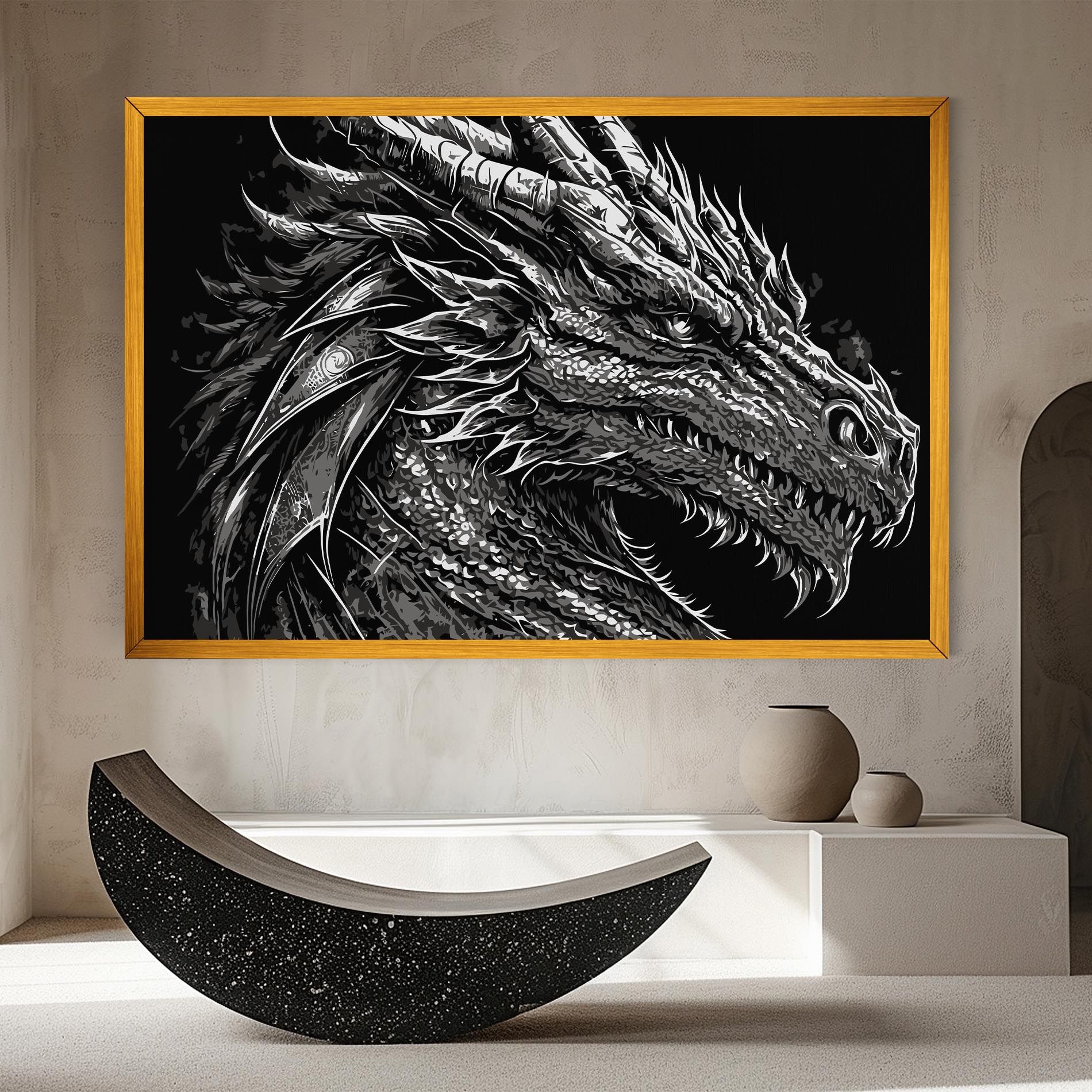 Grey White Dragon mockup 8