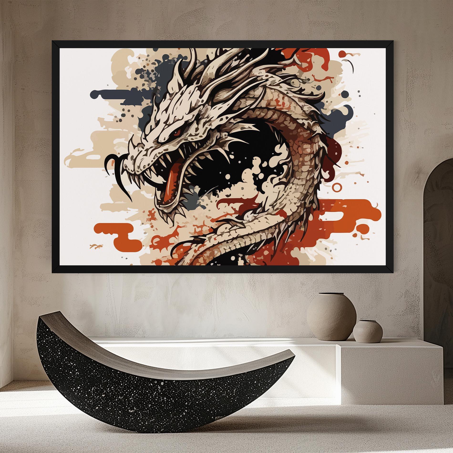 Vászonkép Cream Dragon Art mockup 8