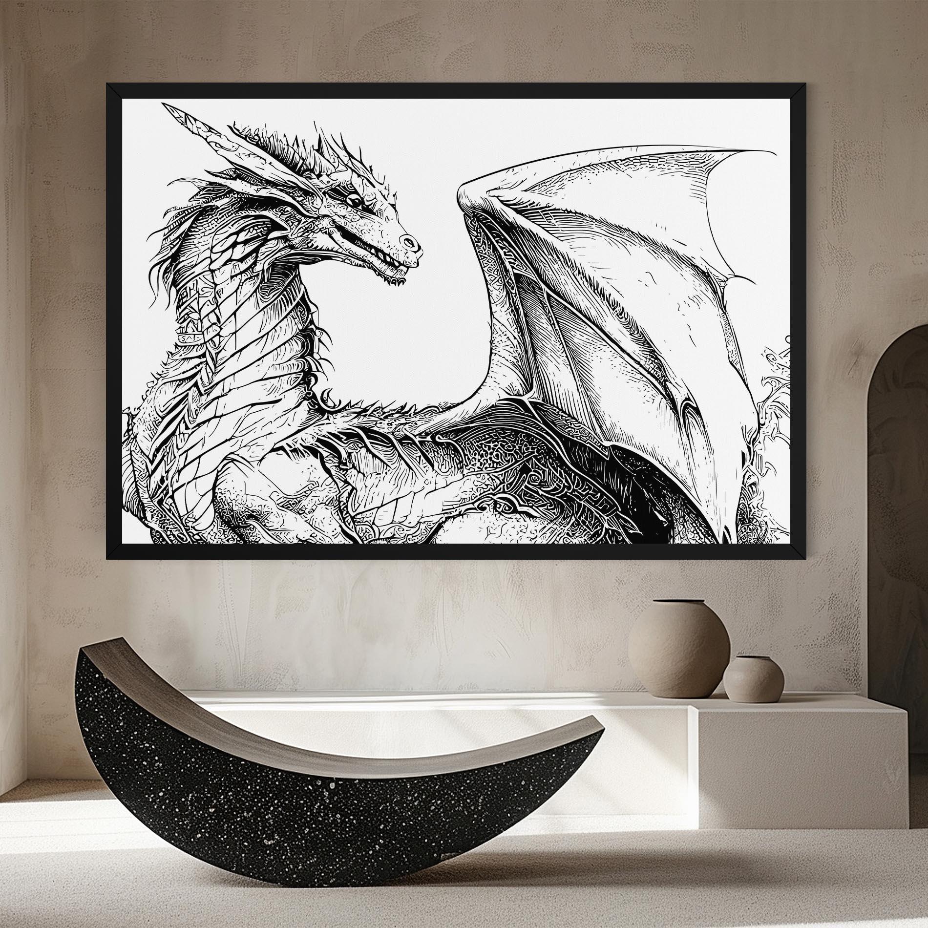 Vászonkép Dragon Sketch mockup 8
