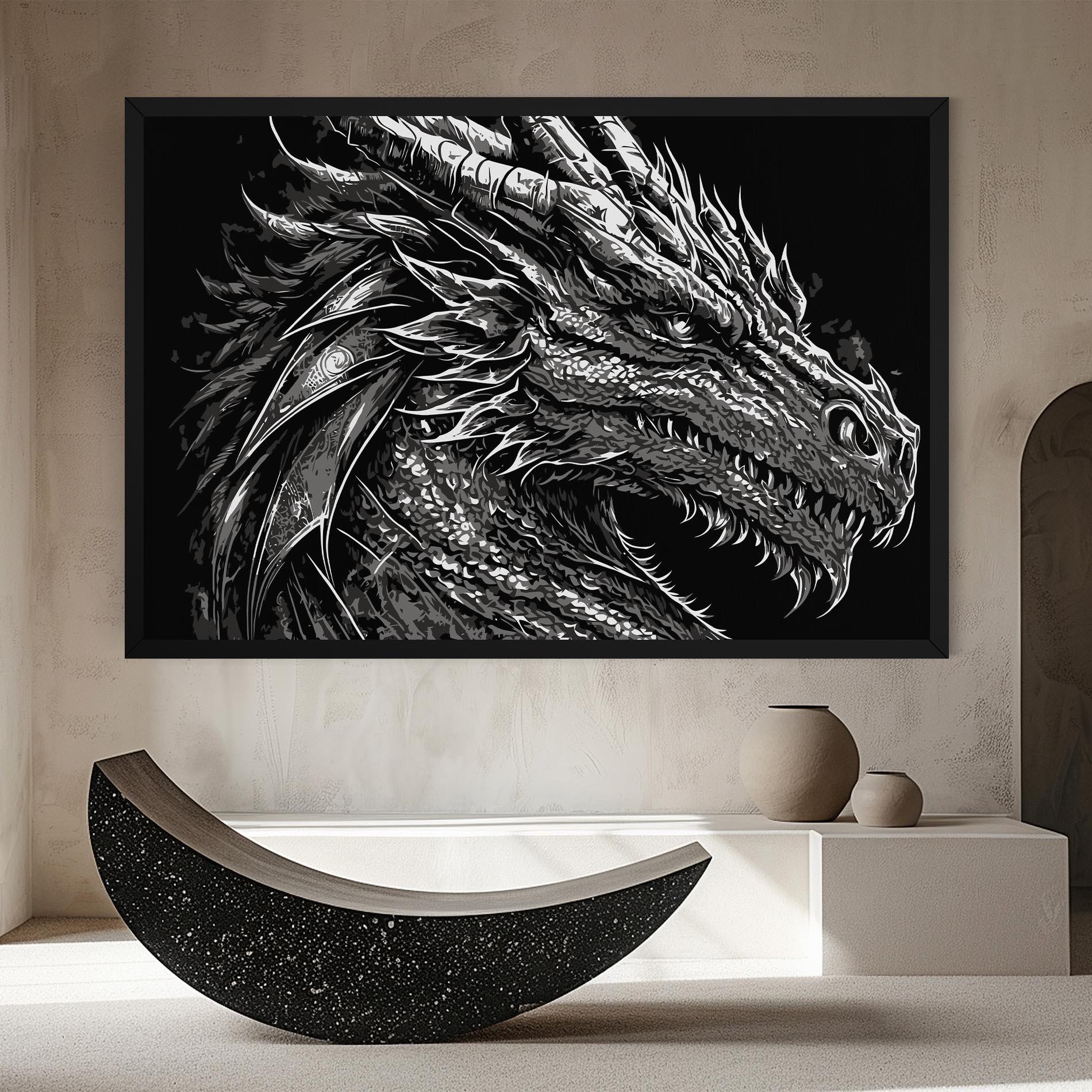 Vászonkép Grey White Dragon mockup 8