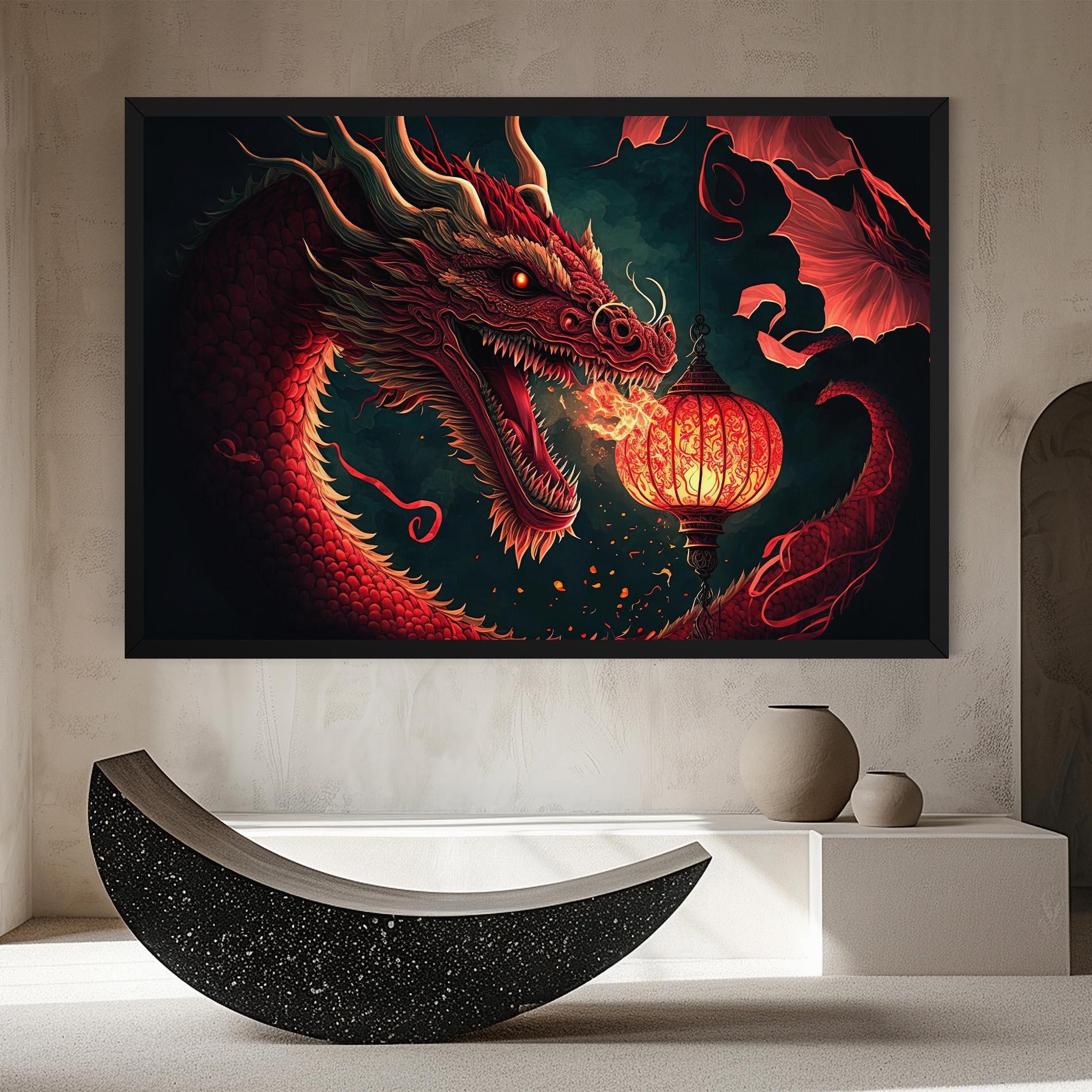 Vászonkép Red Fire Dragon mockup 8