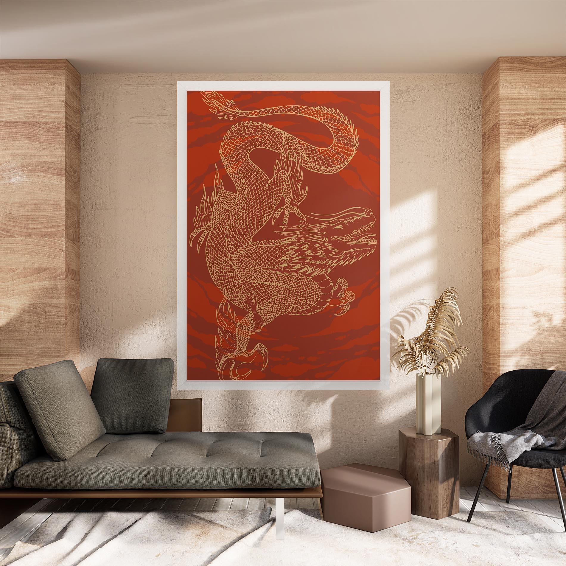 Vászonkép Chinese Dragon Red mockup 8