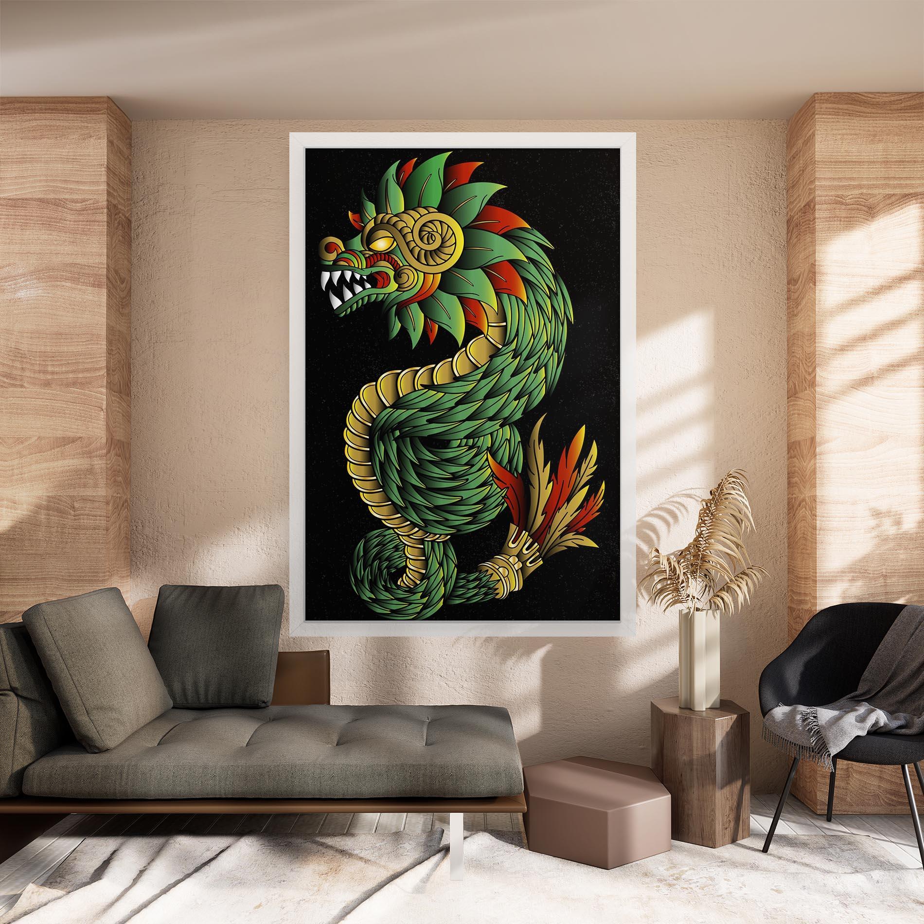 Vászonkép Green Yellow Dragon mockup 8